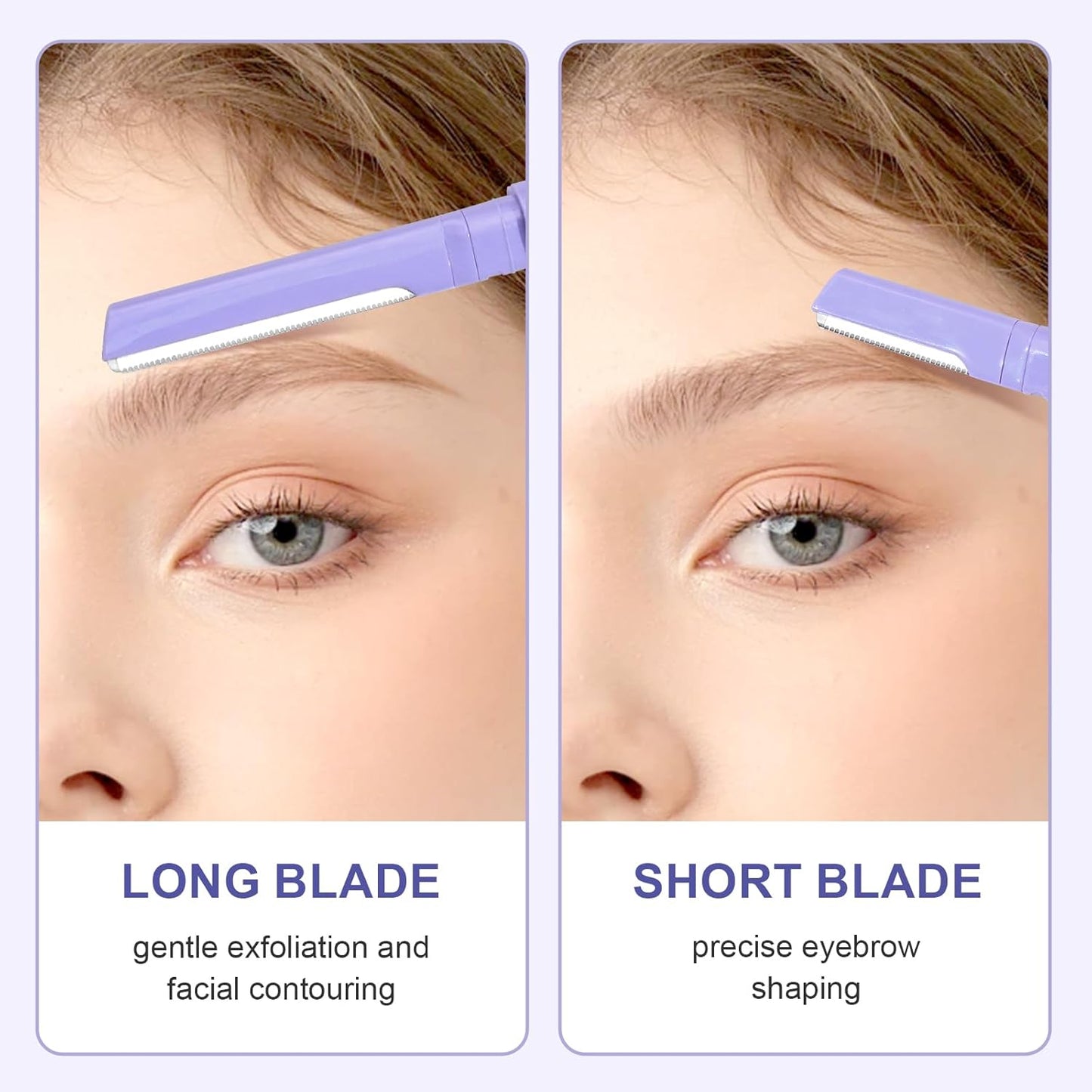 Dermaplane Razor for Women Face & Eyebrow - Dermaplaning Tool for Peach Fuzz Facial Hair Removal,High Precision Blade for Smooth Skin (Purple, 12 Count)