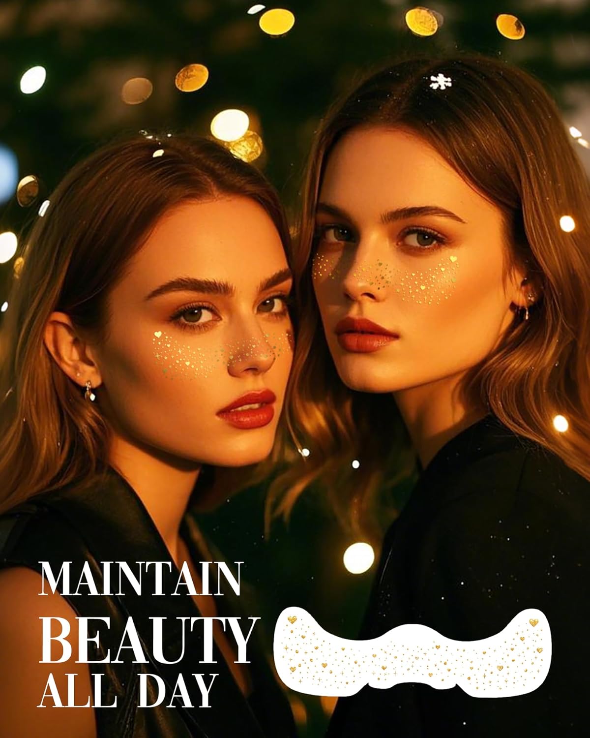 Body Face Glitter for Kids Women Girls, Waterproof Glow Up Singer Concerts Festival Rave Accessories (Gold - Hearted)