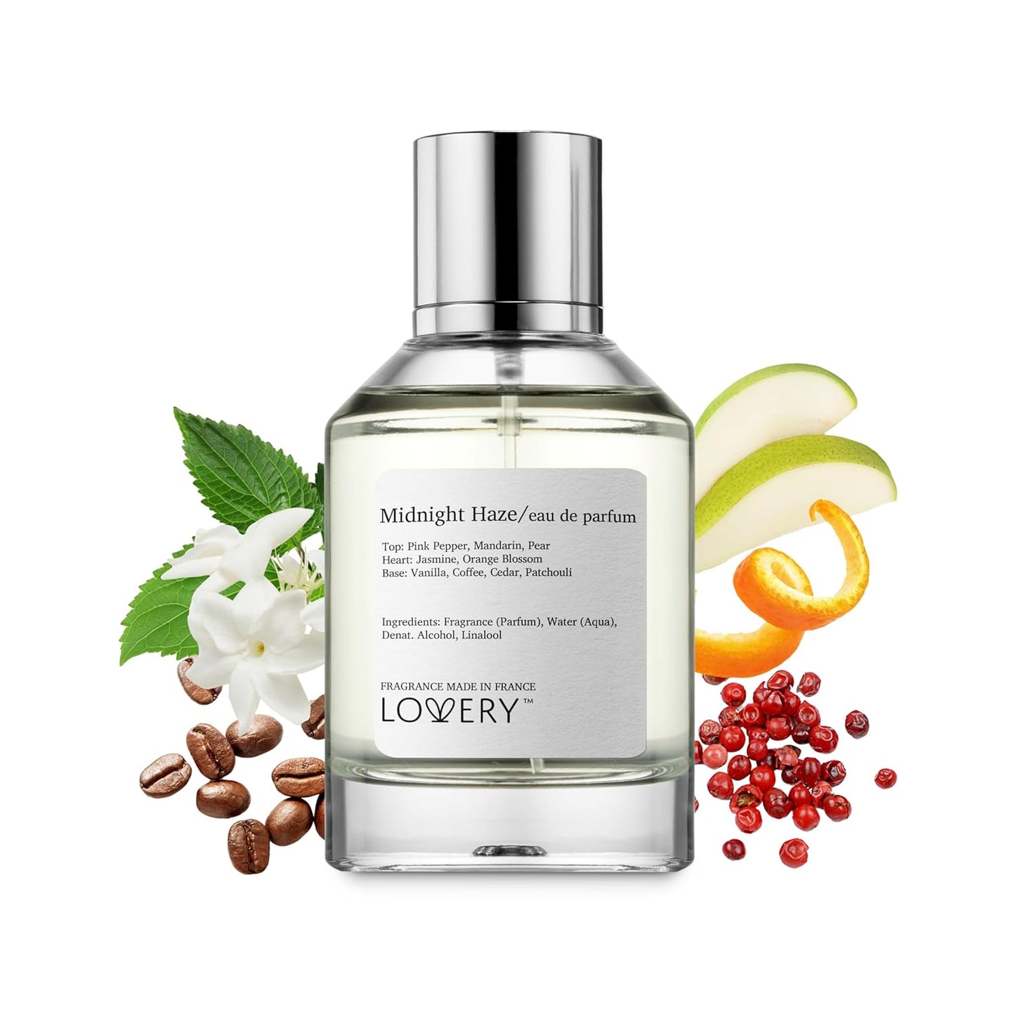 LOVERY Christmas Eau De Parfum Inspired by Y s.l's Black Opium. Midnight Haze Perfume for Women, Clean Long Lasting Vegan Womens Perfumes - Vanilla, Jasmine, Coffee, Warm, Sensual Fragrance, France