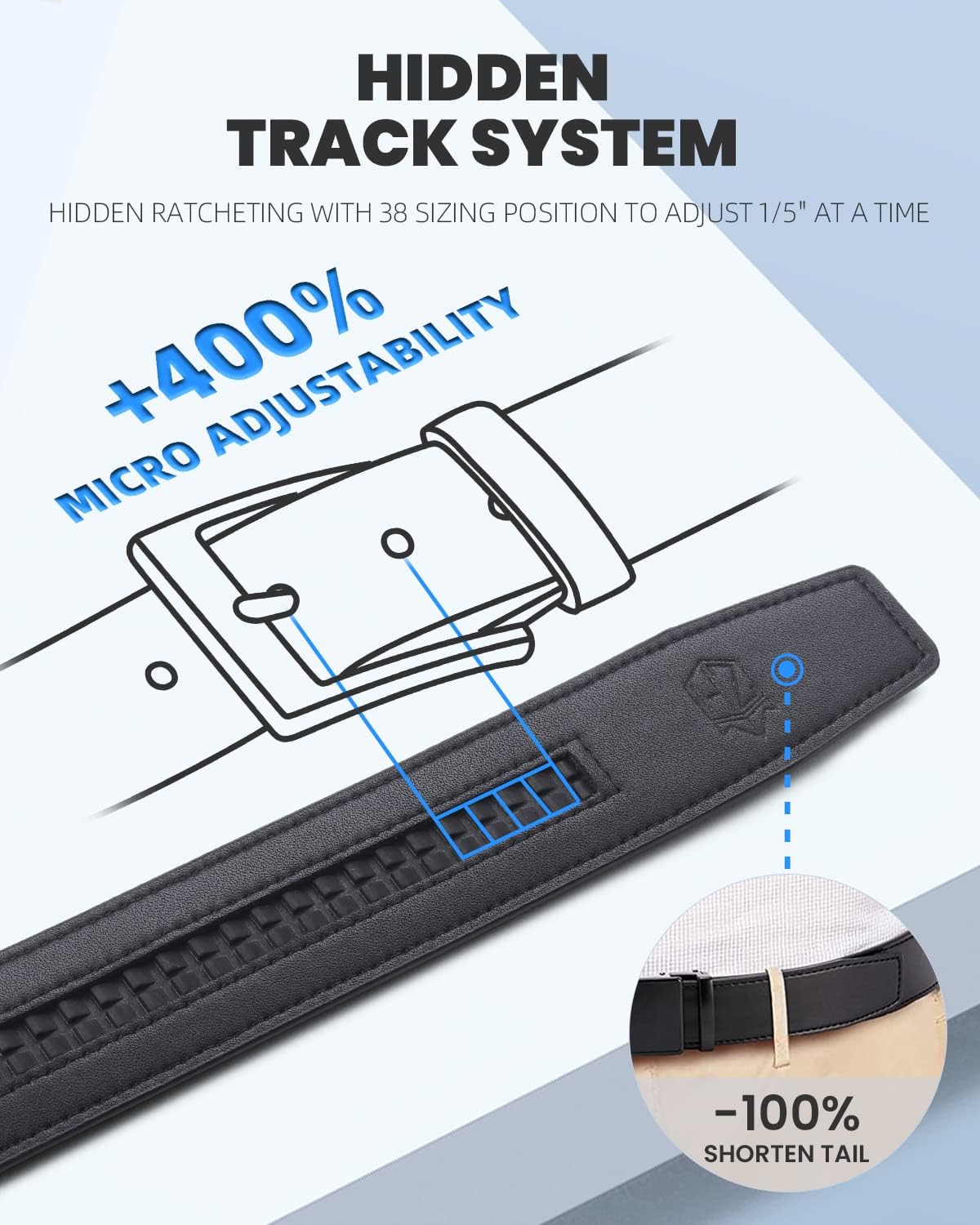 Zitahli Belt Men, Ratchet Belt Dress with 1 3/8" Premium Leather,Slide Belt with Easier Adjustable Automatic Buckle