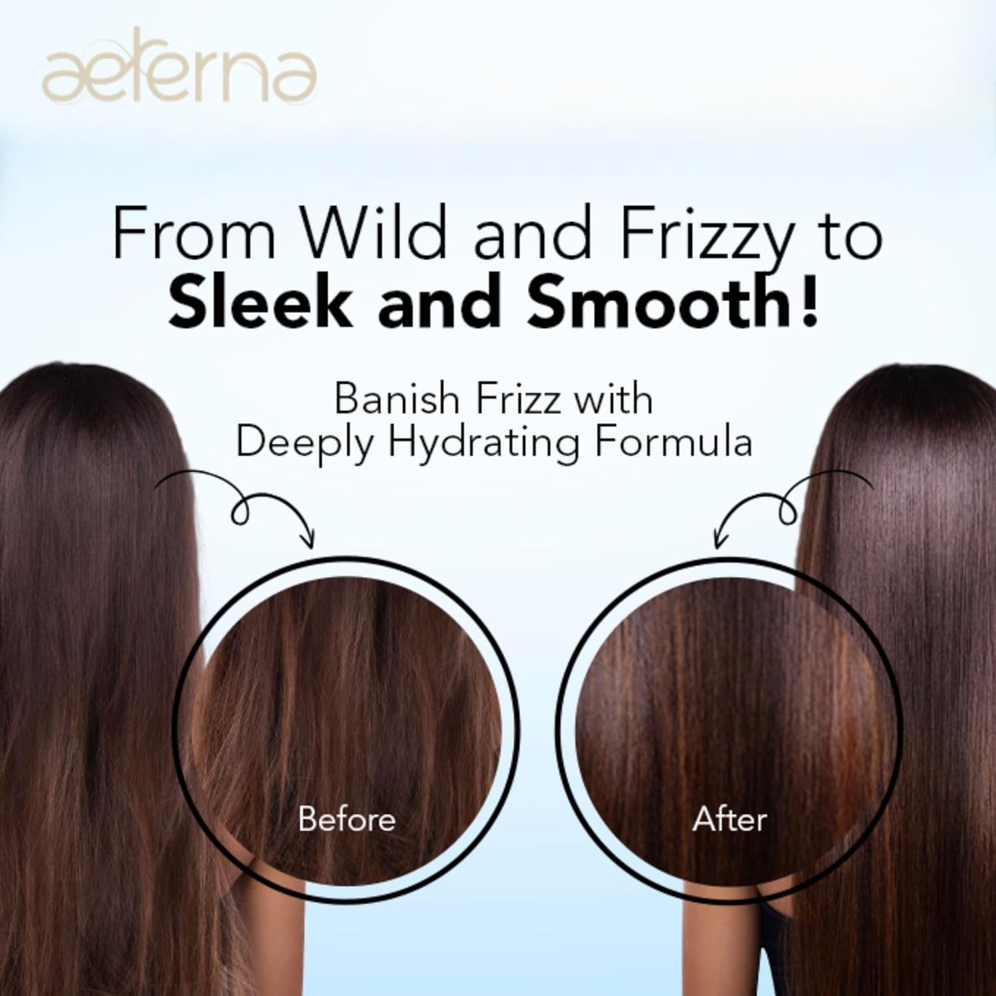Aeterna AQUA Hydrating Anti-Frizz Shampoo – Color-Safe, Sulfate-Free – With Aloe Vera, Almond & Linseed Oil for Smooth, Strong & Healthy Hair – 250ml