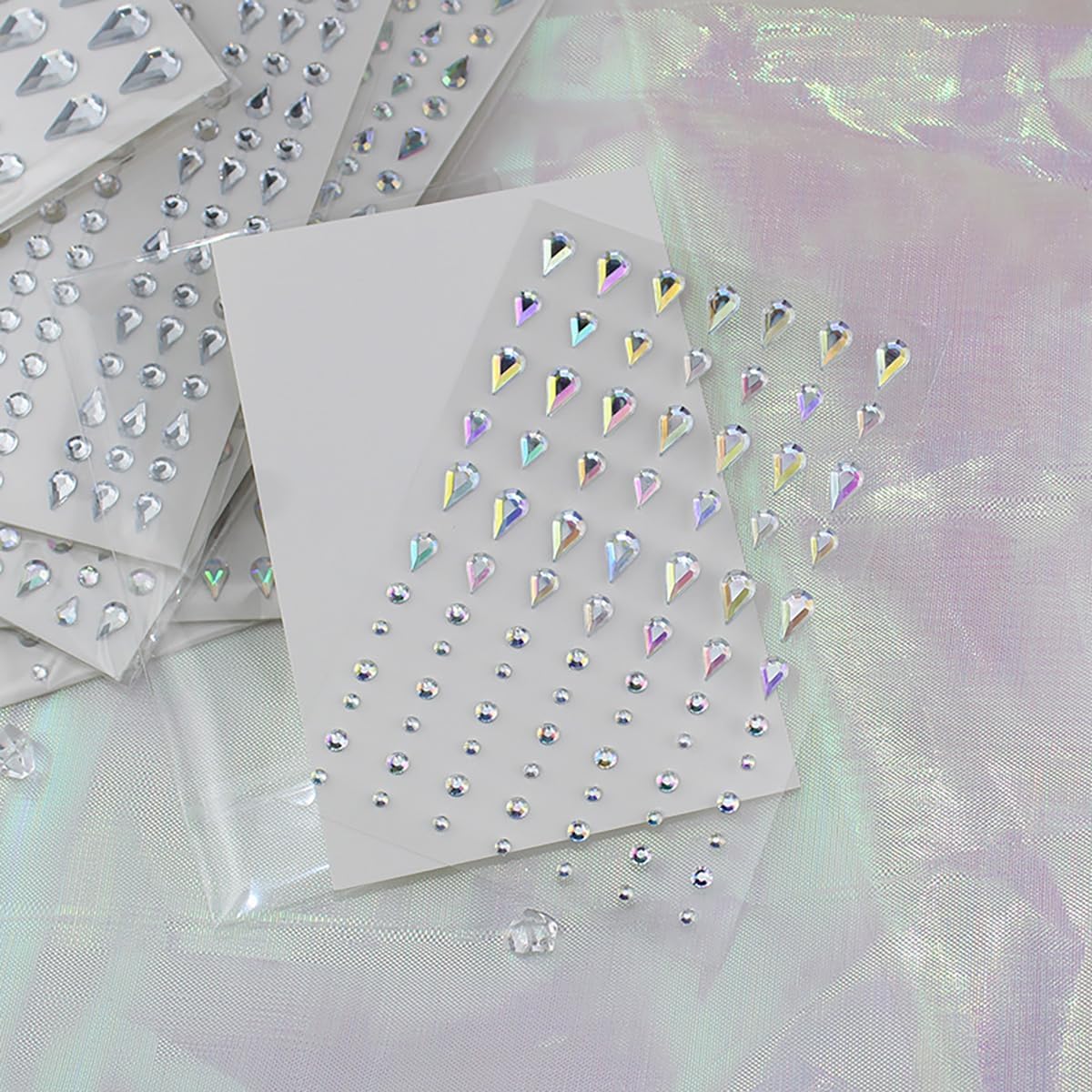 Face Gems Self-Adhesive Rhinestone Stickers, 5 Sheets - Teardrop Pearls for Face, Hair, Nails, Body Art | Makeup & Nail Decorations | Beauty Accessories for Women & Teens