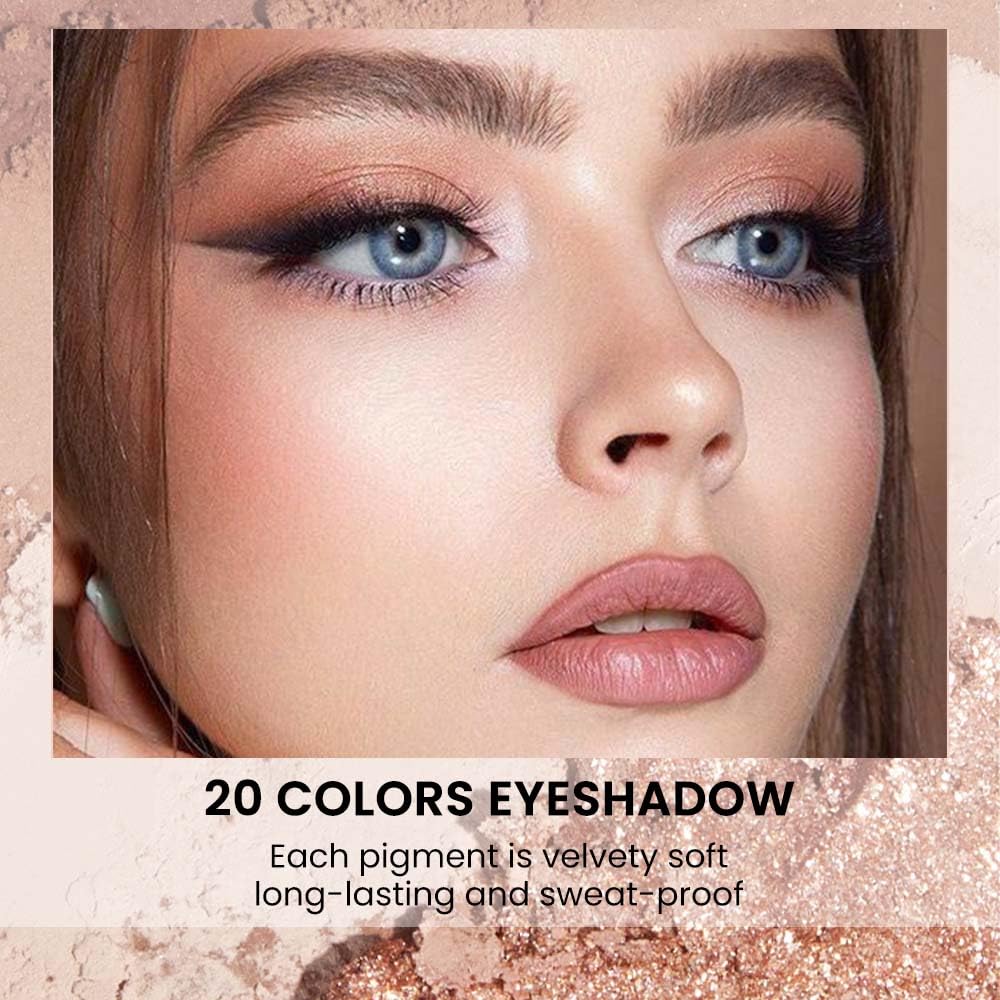 20Colors Nude Pink Brown Basics Matte Eyeshadow Palette,Eye Shadow Travel Makeup Palette all in one Long Lasting Waterproof,Great for Travel Gift Kit