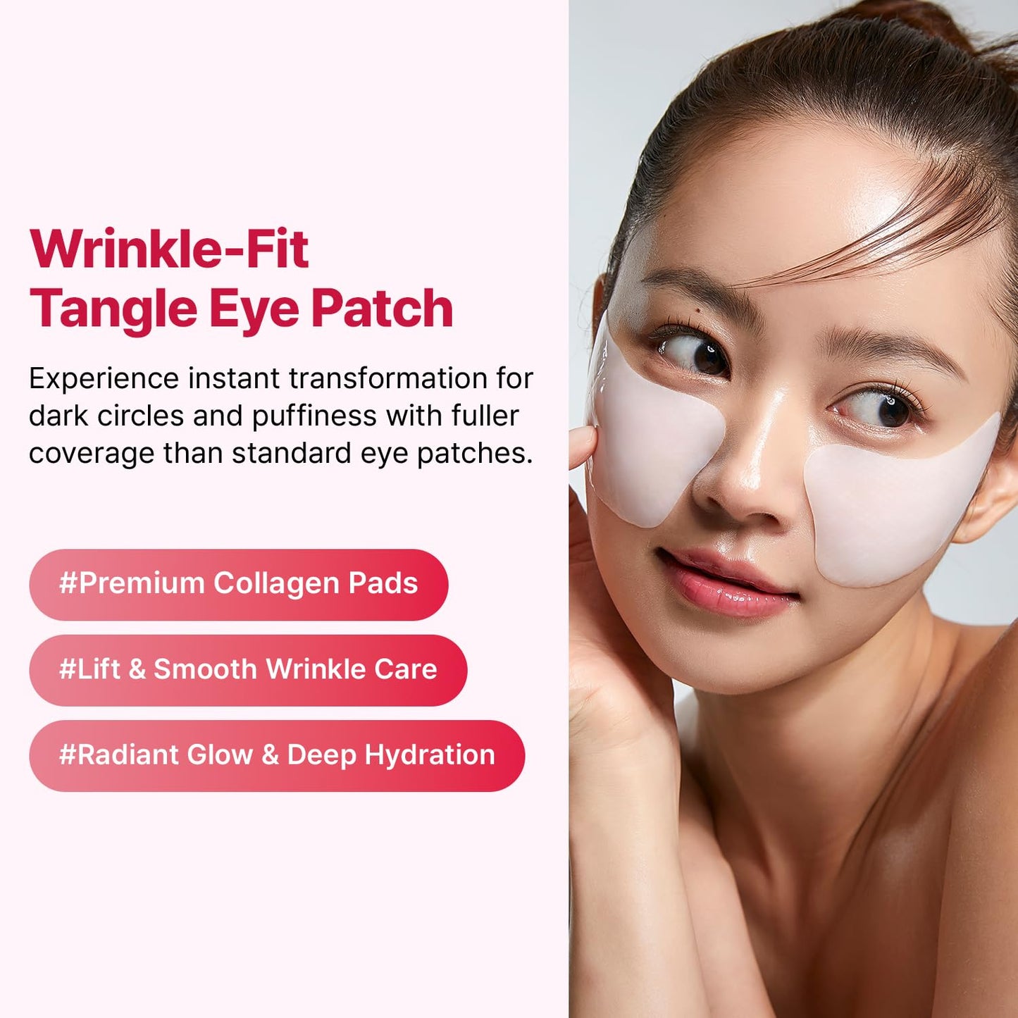 Wrinkle-fit Tangle Eye Patch - Under Eye Patches for Dark Circles and Puffy Eyes - Eye Bags Treatment for Women - Mega Collagen Gel Pads for Puffiness - Firming & Deep Hydrating - 4EA