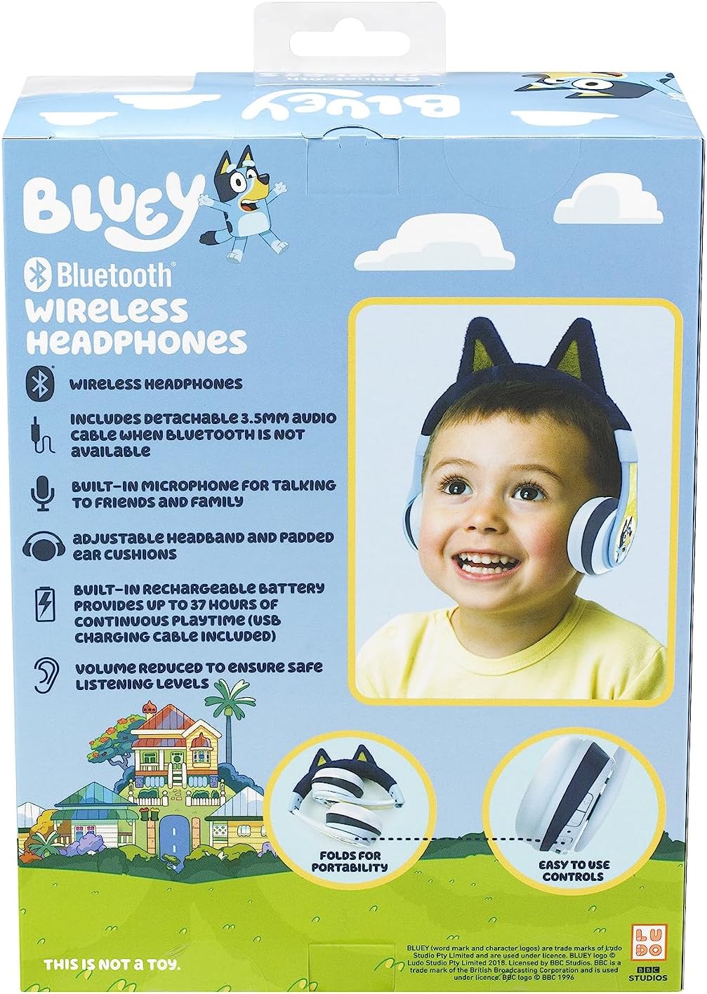 eKids Bluey Bluetooth Headphones for Kids, Wireless Headphones with Microphone Includes Aux Cord, Earphones for School, Home, or Travel, Ideal Bluey Halloween Costume