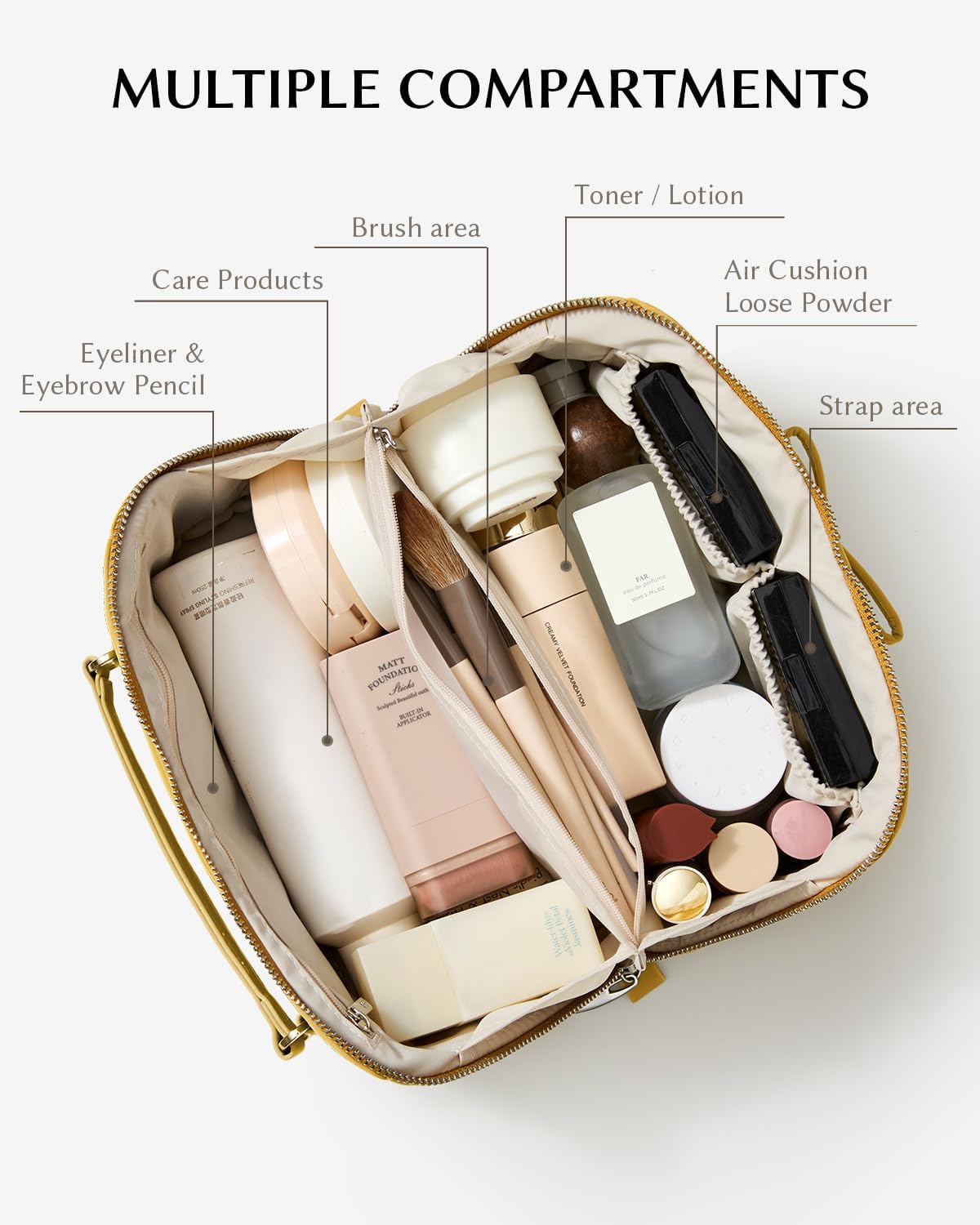 EACHY Travel Makeup Bag,Large Capacity Cosmetic Bags for Women,Waterproof Portable Pouch Open Flat Toiletry Bag Pattern Makeup Bag