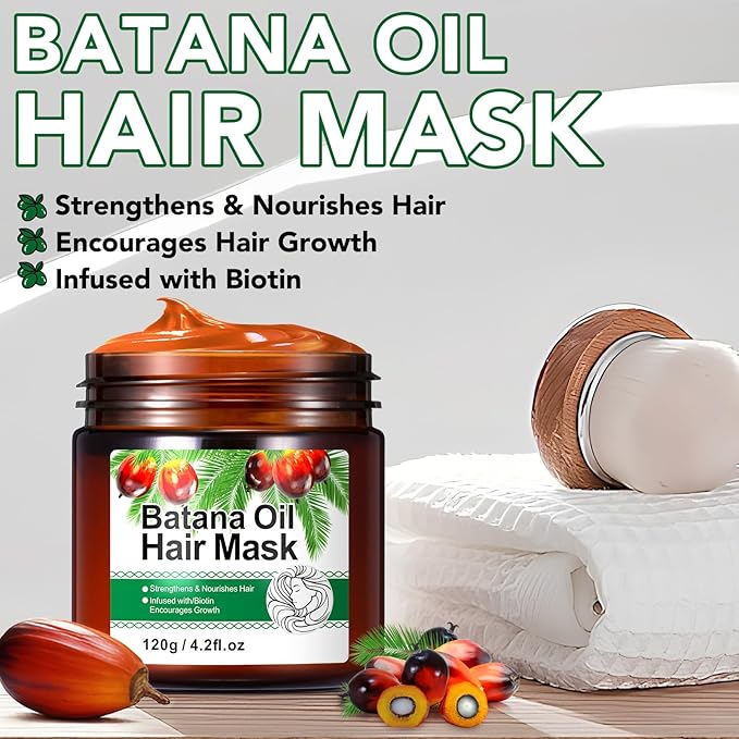 Batana Oil Hair Mask (4.2 Fl Oz) - Deep Conditioning Treatment for Strengthening, Nourishing & Repairing Dry, Damaged & Frizzy Hair of All Types