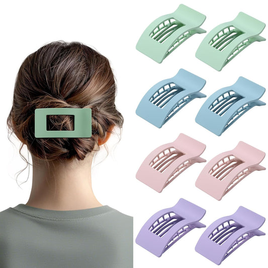 8 Pack French Flat Hair Clips for Women – Large Matte No-Slip Claw Barrettes for Thick & Thin Hair, Strong Hold Styling Accessories (Colorful)