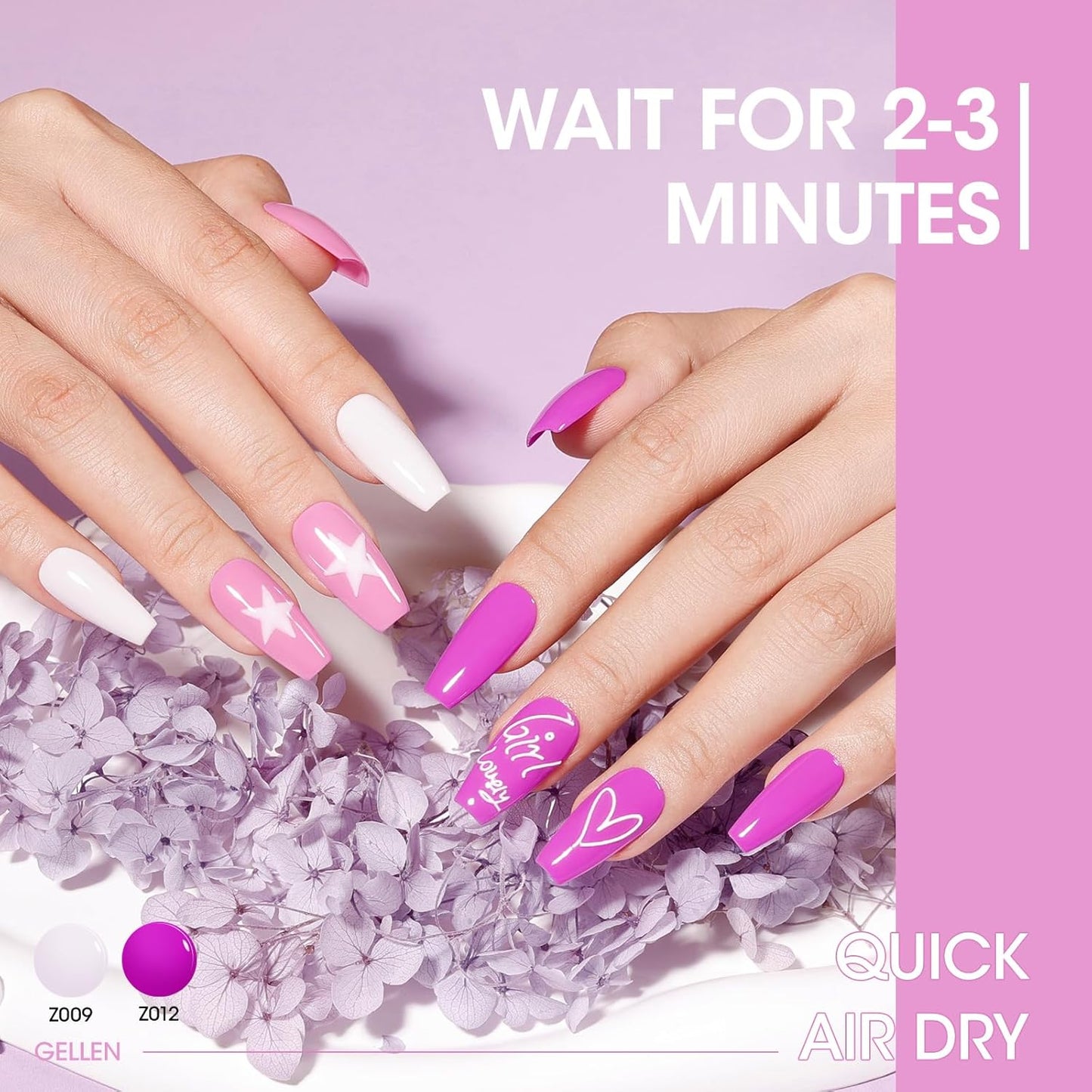 GELLEN Light Purple Nail Polish, Mauve Nail Polish 6 Colors Lavender Purple Set for Girls Women Home Salon Fall Winter, No UV Light Needed, Not UV Gel, Hema Free, Non-toxic