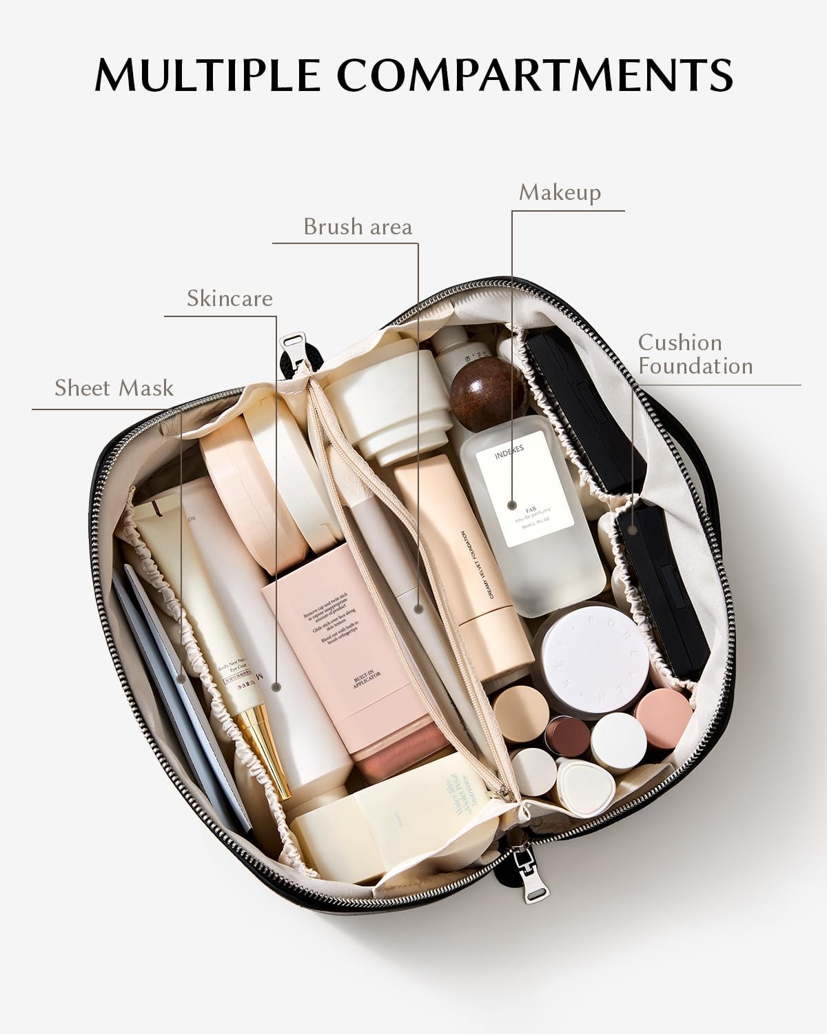 EACHY Travel Makeup Bag,Large Capacity Cosmetic Bags for Women,Waterproof Portable Pouch Open Flat Toiletry Bag Pattern Makeup Bag