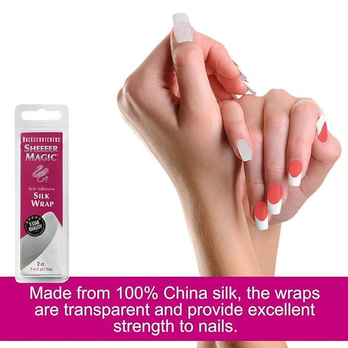 Backscratchers Extreme Sheeeer Magic Silk Wrap - Self Adhesive Manicure Nail Art Tool - DIY Nail Extension - 2 Count