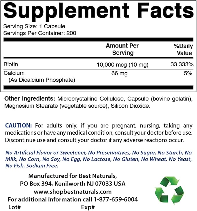 Best Naturals Biotin 10,000 Mcg & NAC - N Acetyl Cysteine 600 mg