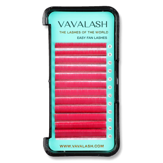 VAVALASH Colored Easy Fan Eyelash Extensions 0.07 C Curl 8-15mm Mixed Tray Pink Self Fanning Lashes 2D-10D Colorful Volume lash extensions（Pink,0.07-C-8-15 Mix）