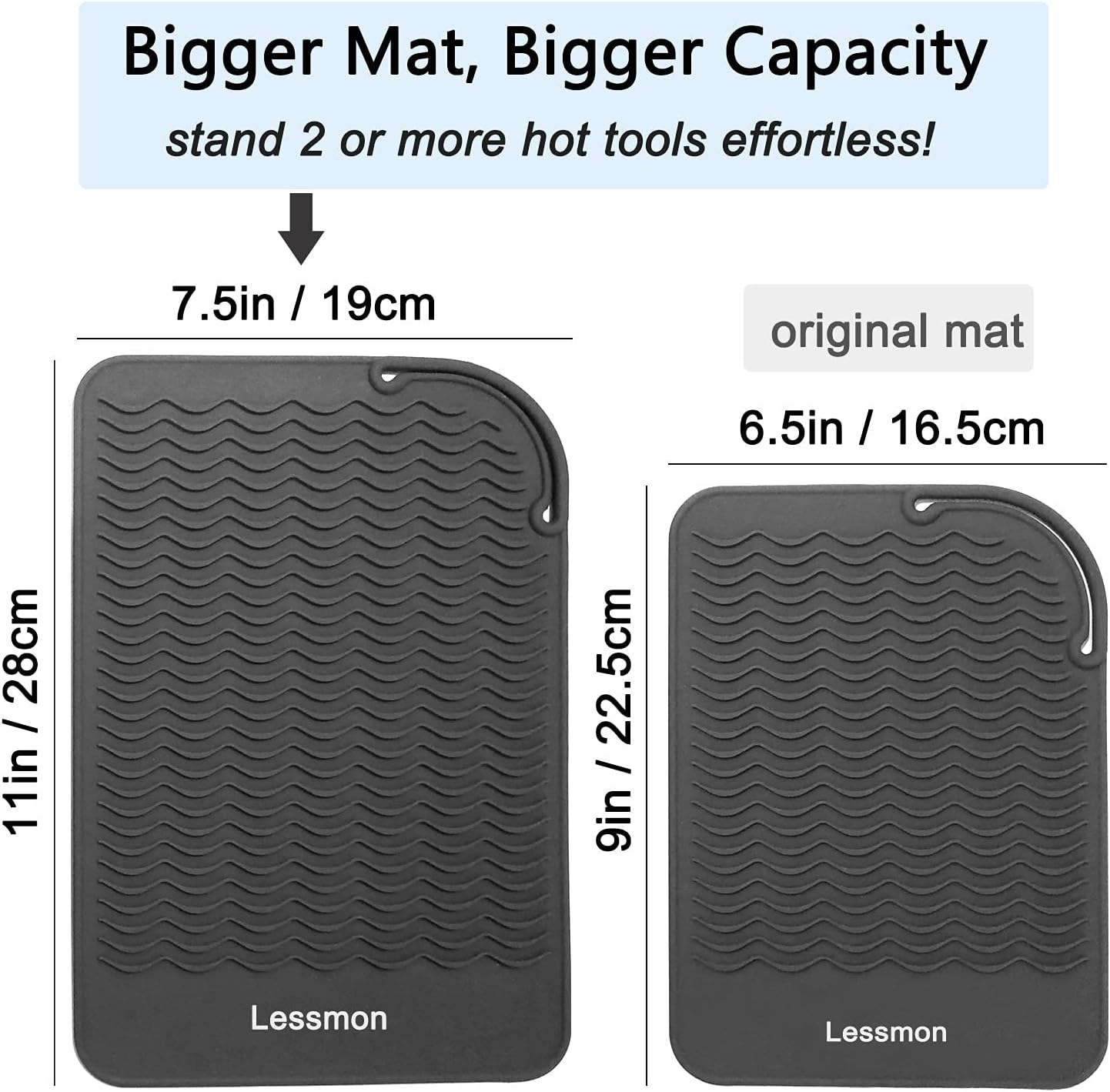 Large Heat Resistant Mat for Curling Irons, Hair Straightener, Flat Irons and Hair Styling Tools 11" x 7.5", Black