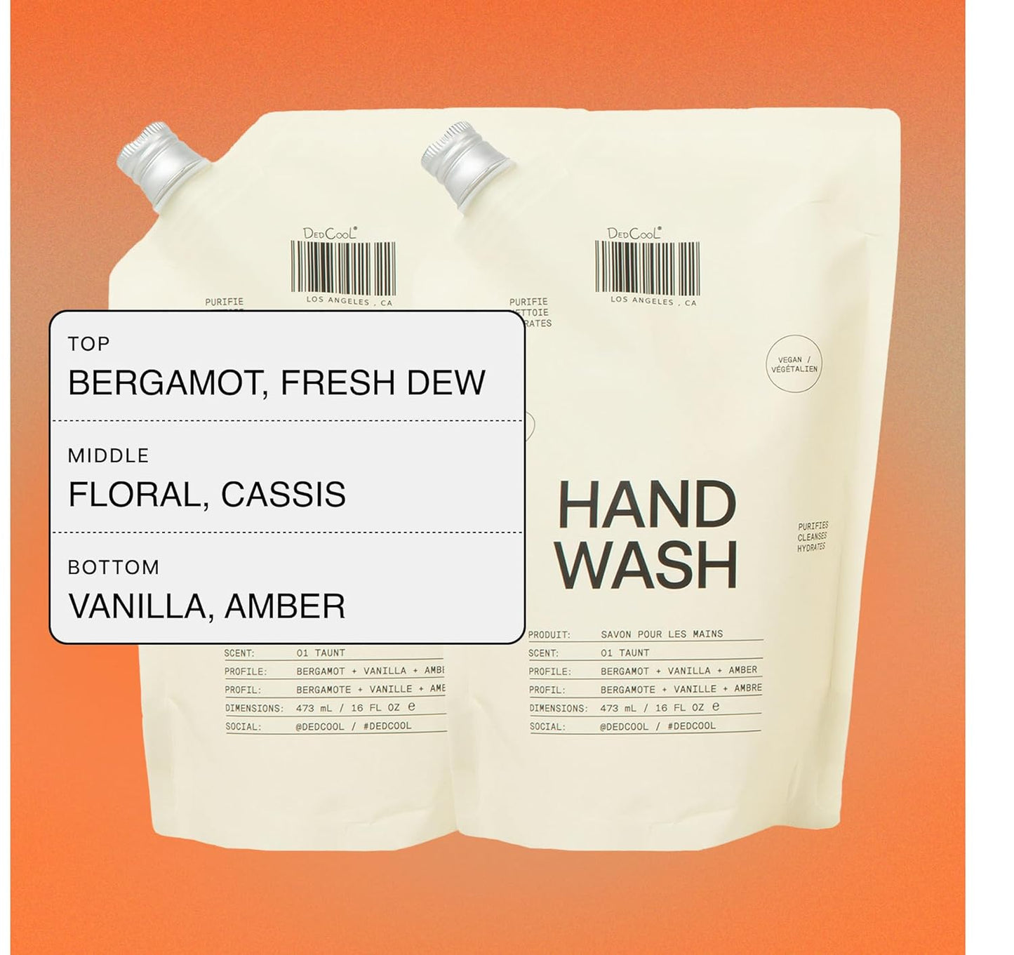 DedCool Taunt Hand Wash Refill | Hydrating & Soothing Gentle Cleanser | Squalane, Aloe & Marshmallow Root | Non-Toxic, Vegan, Carbon-Neutral | Moisturizing Formula for Soft, Nourished Hands | 16 fl oz