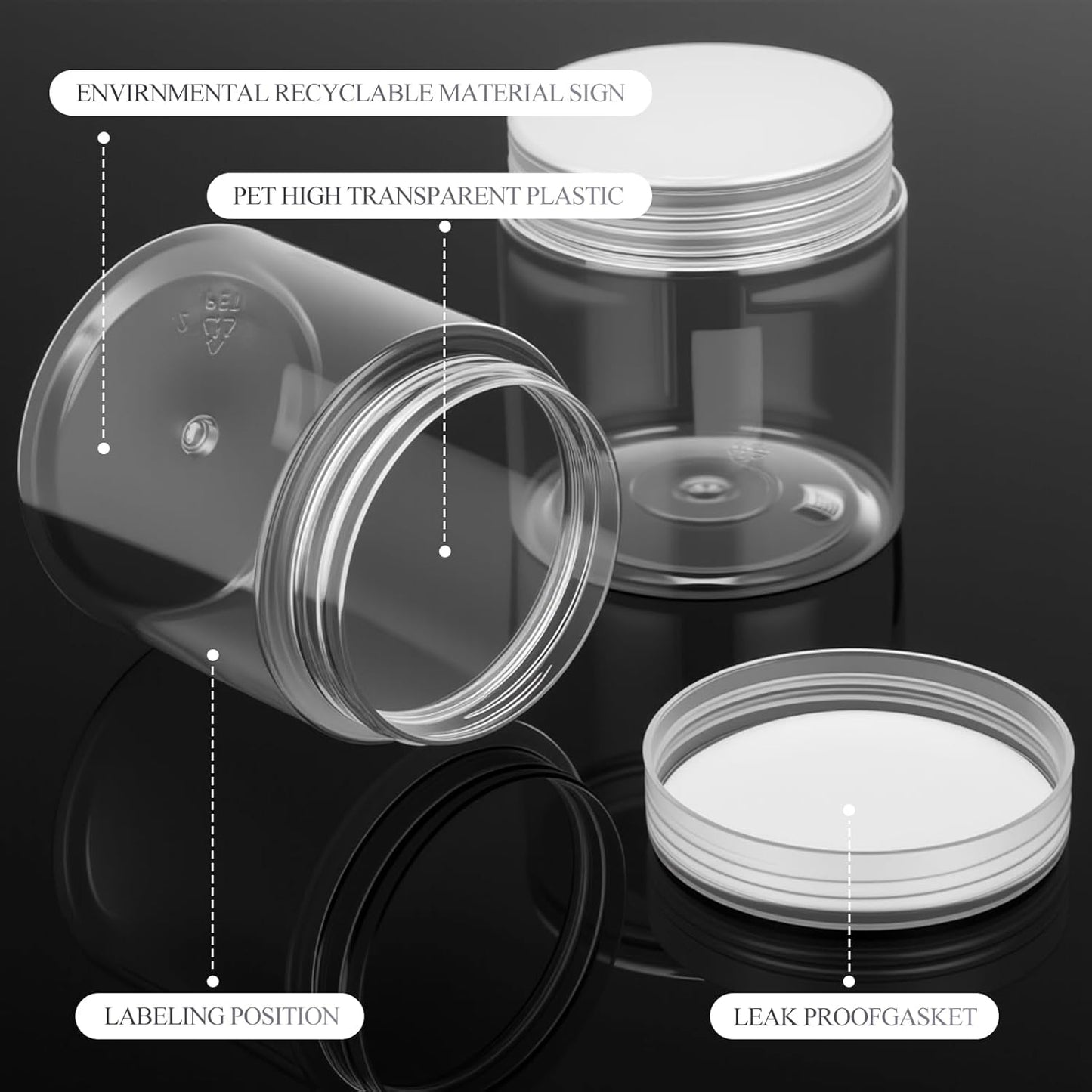 12 Pack 1 oz Plastic Container Jars with Lids Round Clear Travel Cosmetic Container Jars for Toiletries, Lotion, Cream, Ointments, Makeup, Rhinestone, Samples, Kitchen Storage (Clear)