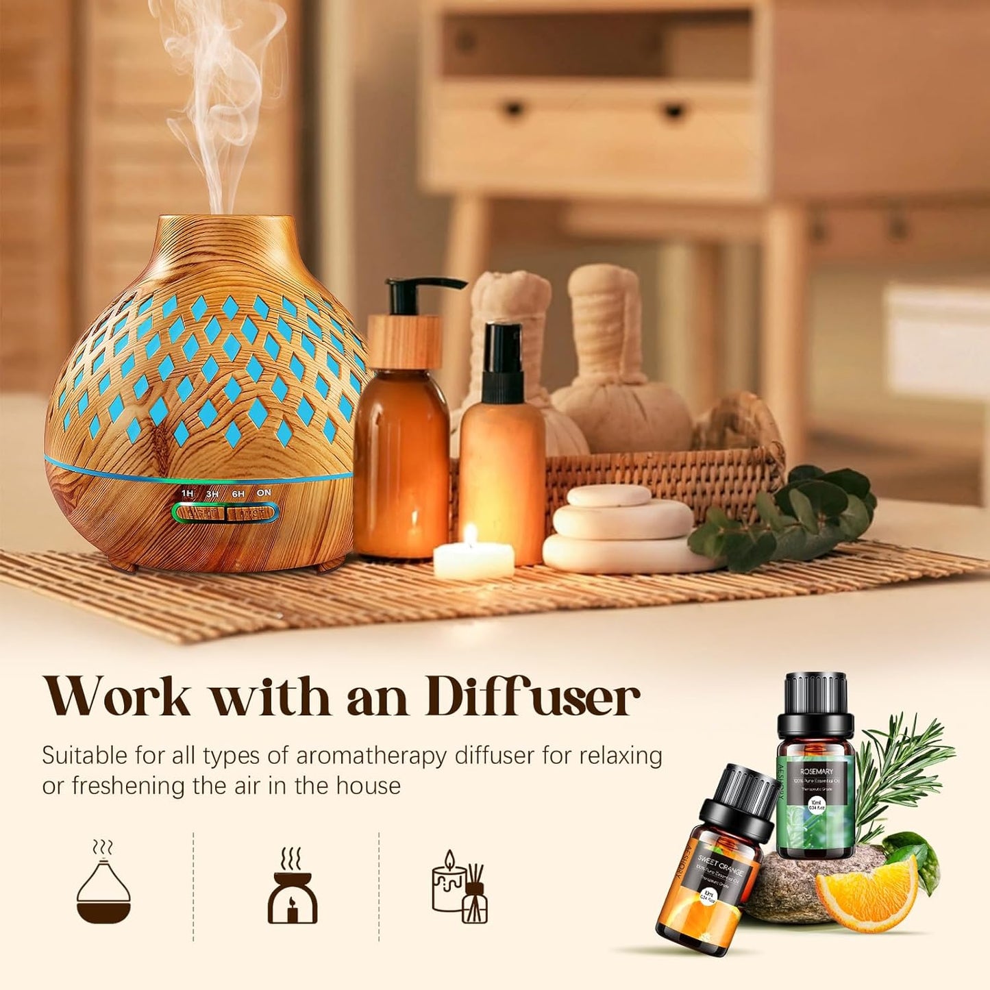 Essential Oils Set, 20x10ml Aromatherapy Essential Oil Kit for Diffuser, Humidifier, Massage, Skin & Hair Care - Lavender, Eucalyptus, Tea Tree, Sweet Orange, Lemongrass and Peppermint