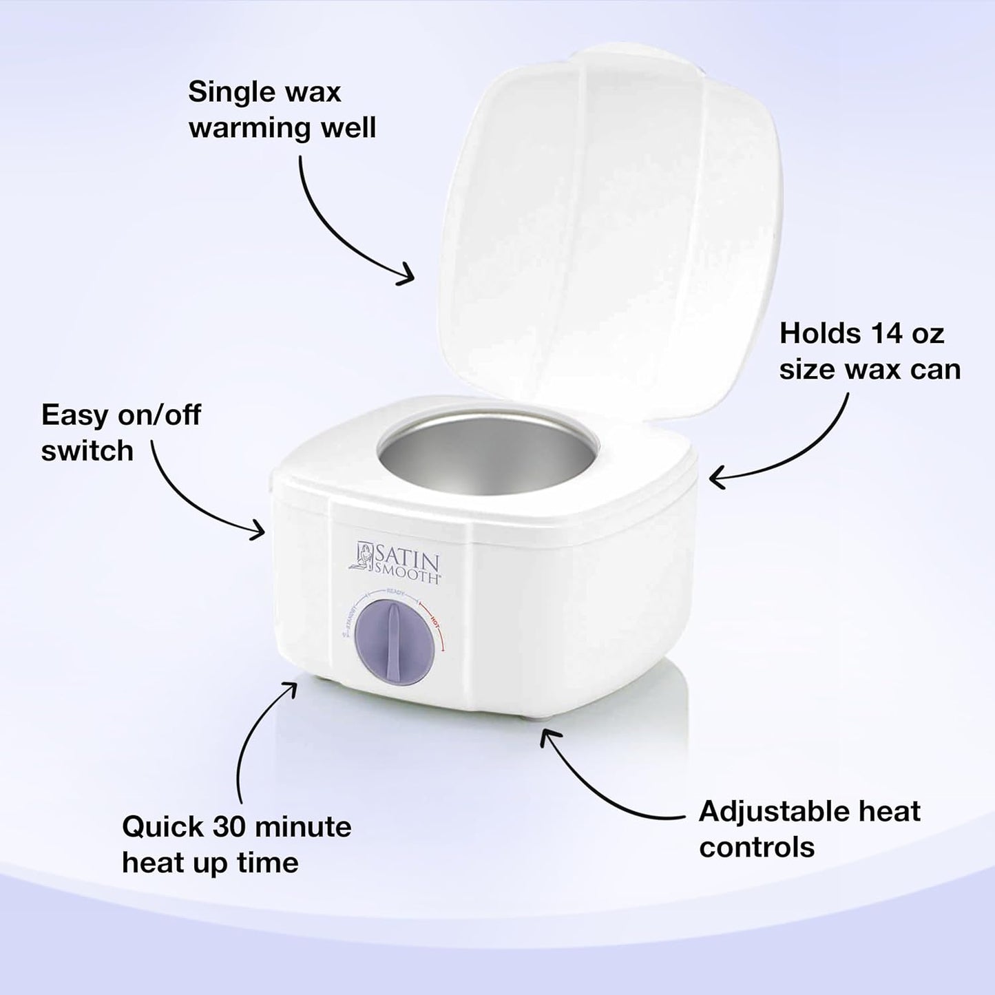 Satin Smooth Professional Single Wax Warmer for Hair Removal – SSW12C, Compact Wax Heater with Adjustable Temperature Control, Ideal for All Waxing Types