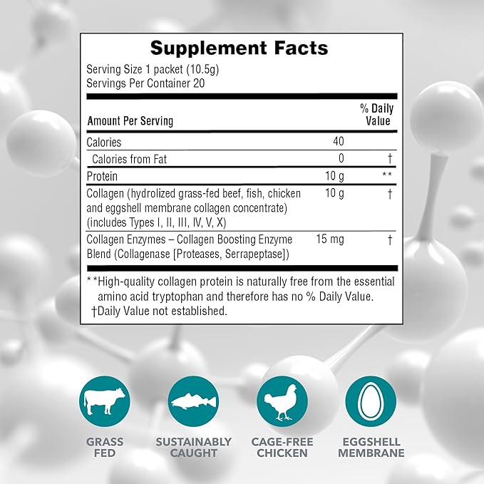 Natures Plus Collagen Peptides - 20 Stick Packets - Hair, Skin, Nail & Joint Health, Immune System Support - Non-GMO, Gluten Free - 20 Servings