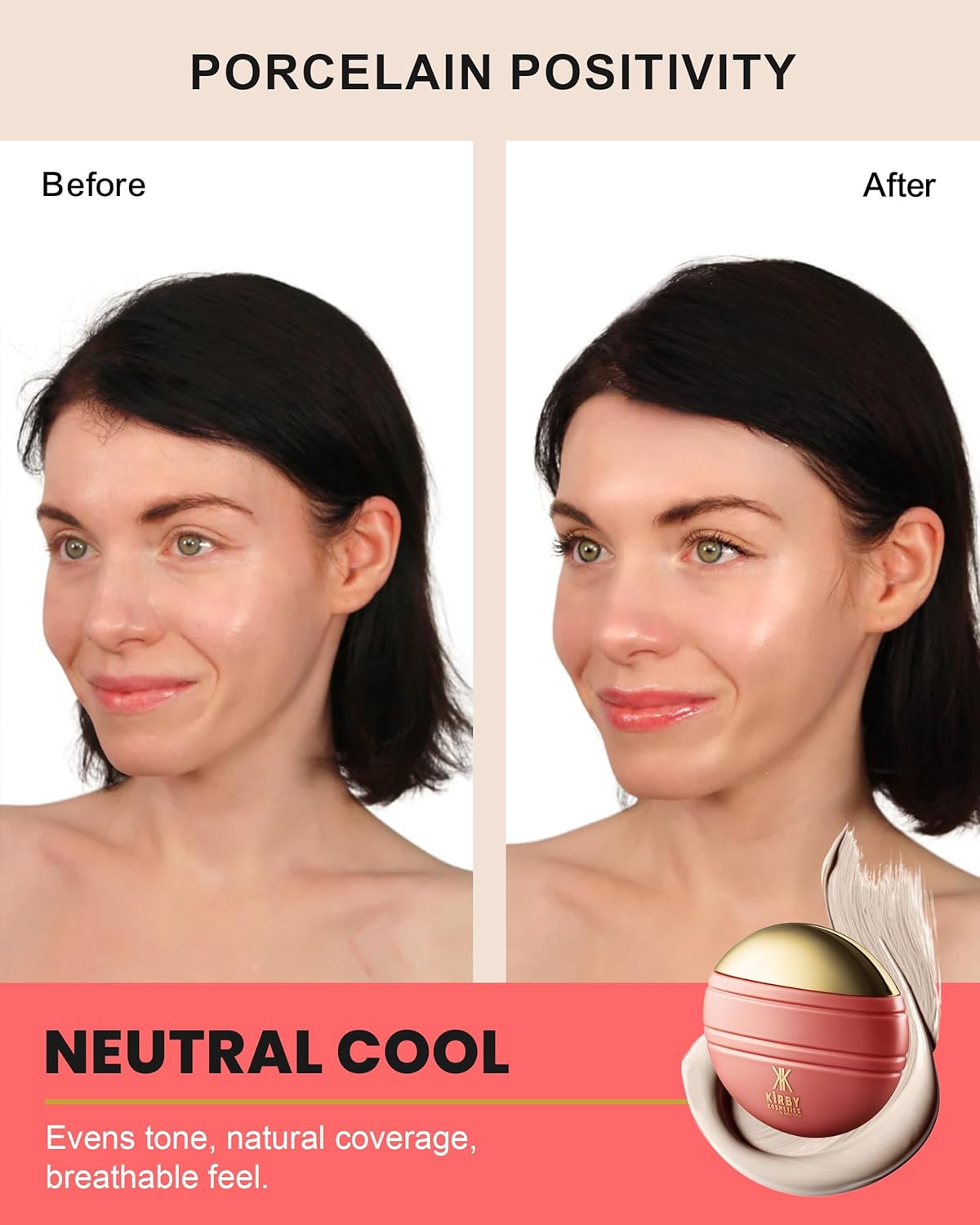 Konfident Glow Skin Tint – Porcelain Positivity Hydrating Oil-Free Glass-Skin Foundation, Buildable Light-to-Medium Coverage, 30 ml – Inclusive Clean Makeup for Radiant Confidence