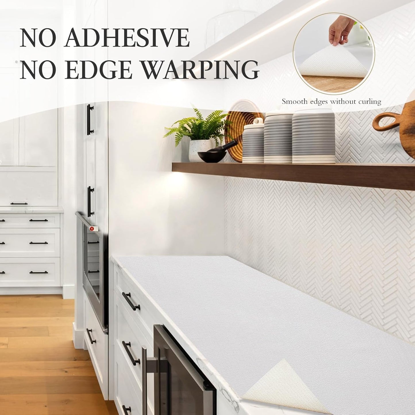 Beautysaid Shelf and Drawer Liner for Kitchen Cabinet, Non Adhesive Non Slip Shelf Paper Waterproof Washable Thickened for Dresser Pantry Shelve Bathroom Protector Liner(White,20 in x 20FT)