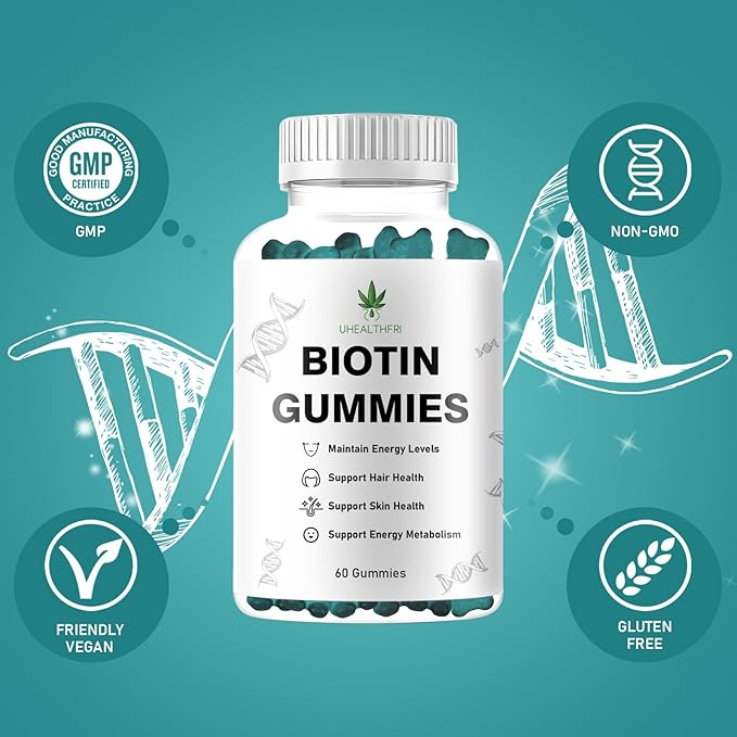Biotin Gummies, Hair, Skin and Nails Gummies - Supports Healthy Hair - Vegan Biotin Vitamins for Women & Men (1)