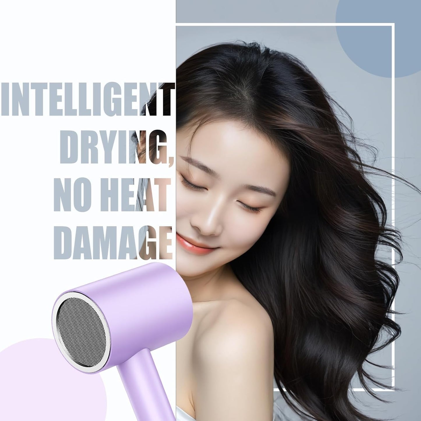 Salon Styling Hair Dryer with Wall Holder【Blue Light Negative Ions】 Fast Drying，High Power HairDryer for Home & Travel【Equipped 360 Rotatable Blow Dryer Stand 】 110V Matte Texture - Graphite Ash