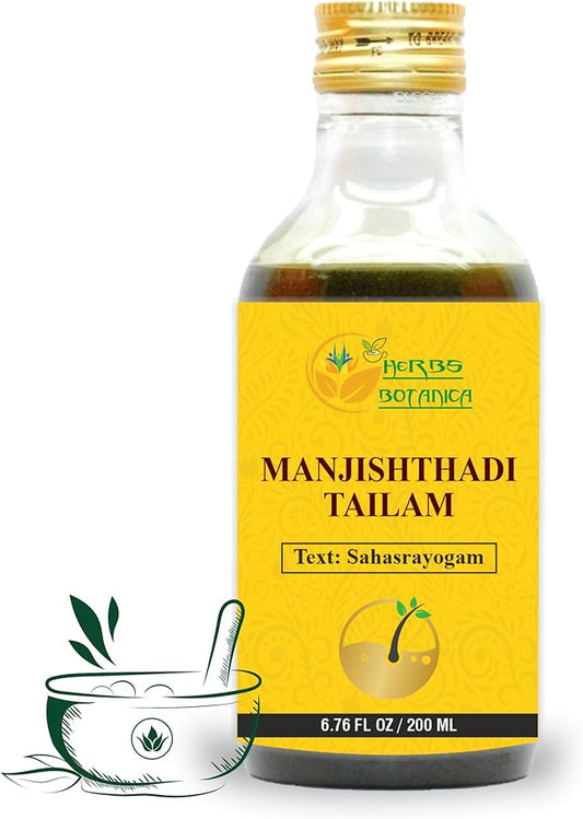 Manjisthadi Oil Tailam Remedies for Headache, Skin, Relaxing 6.76 Fl Oz
