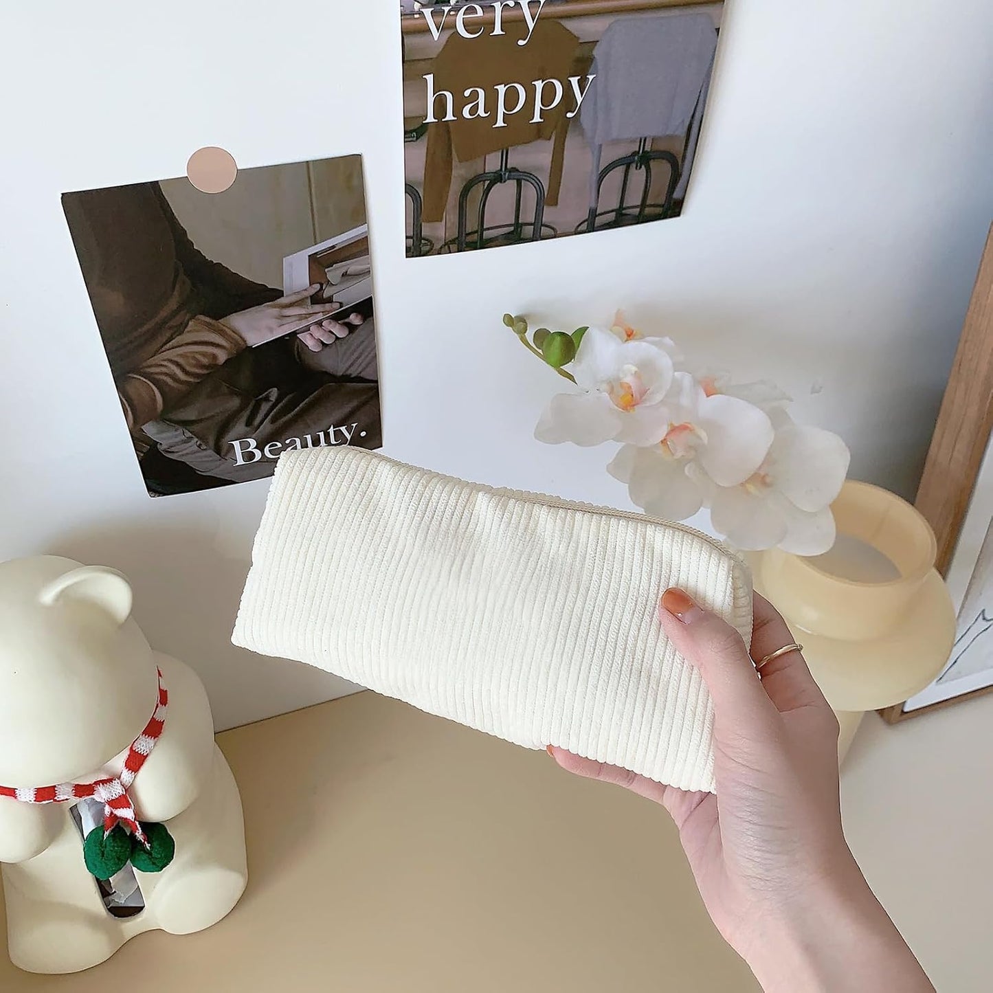 3-Piece Makeup Bag Set, Small Zipper Pouch, Corduroy Makeup Purse, Mini Pouch, Girls Trendy Aesthetic Preppy Stuff