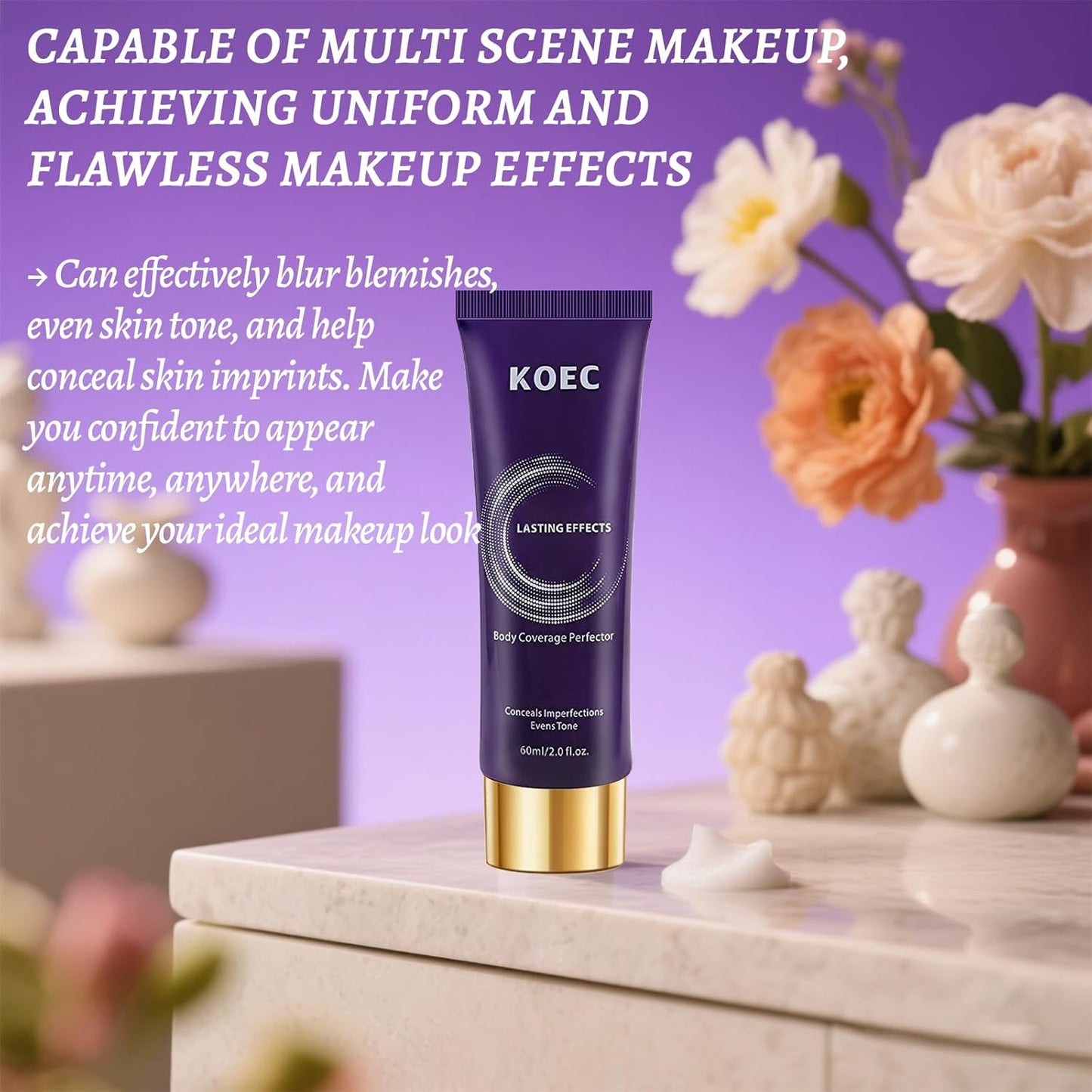 Body Coverage Perfector - Waterproof Leg & Body Makeup, Tattoo Cover Up, Scar & Vein Concealer, 24H Wear, Natural Radiance, 3.5 Oz (Natural Radiance)