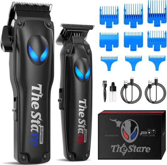 SUPRENT Hair Clippers for Men Professional – 7500 RPM Cordless Hair Cutting Kit, Electric Clippers and Trimmer Combo Set, Rechargeable Haircut Kit for Barber & Home Use（Black）