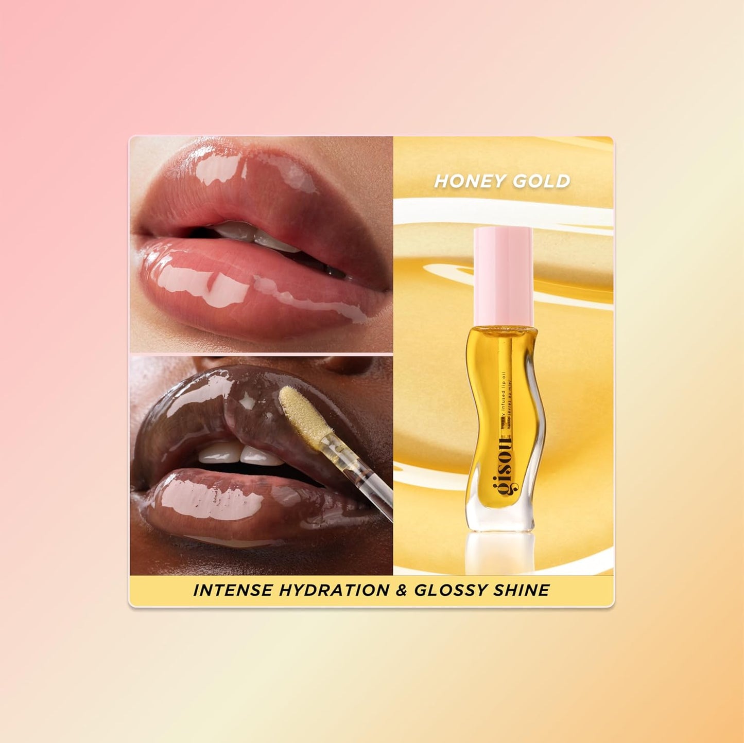 Gisou Honey Infused Hydrating Lip Oil, Nourishing Lip Moisturizer for Dry Lips, 0.27 fl oz (Fresh Honey)