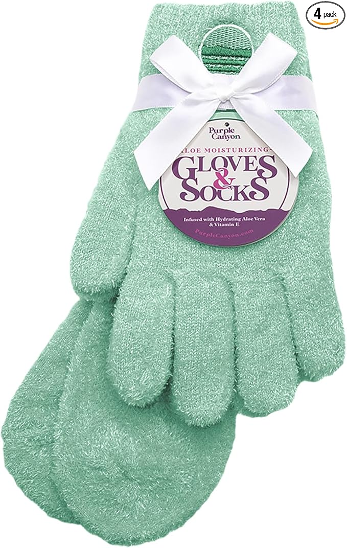Purple Canyon Moisturizing Socks and Gloves Set | Teal Fuzzy Socks and Gloves with Aloe and Vitamin E for Women | Women's Gifts for Self-Care