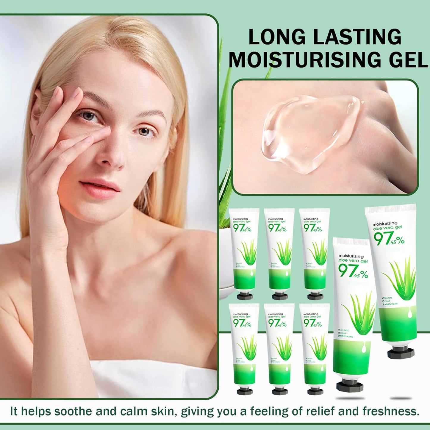 8PCS Purity Aloe Vera Gel - Hydrating Aloe Vera Gel for Face and Skin,No Sticky Moisturizing Aloe Gel N