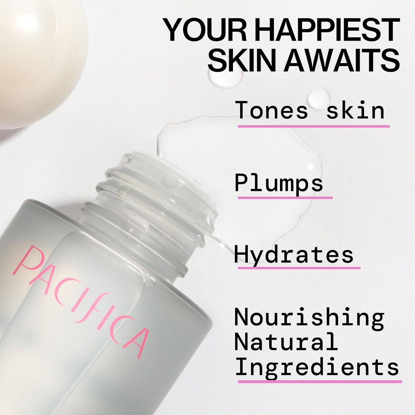 Pacifica Happy Water Hydrating Facial Toner Mist – Vegan Ceramides, Hyaluronic Acid & Electrolytes, Refreshing & Calming for Balanced Skin, Clean Beauty, Vegan, Cruelty-Free, All Skin Types, 4 oz