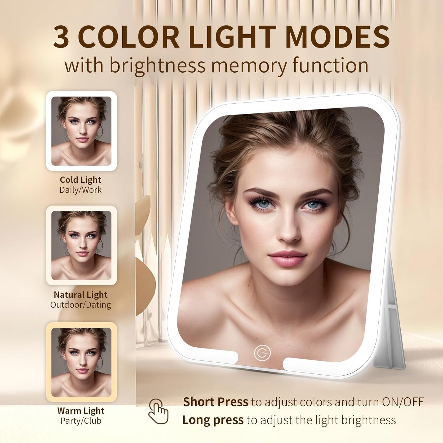 Makeup Bag with Magnetic Detachable Lighted Mirror 360° Swivel Angle, Travel Makeup Bag with Lights Portable Makeup Case Organizer with Mirror, Partition Cosmetic Bag Tools Accessories Train Case Gift