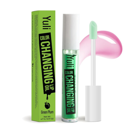 The Beauty Spy Yuli Color Changing Lip Oil | Hydrating Lip Gloss Korean | pH-Reactive Non Sticky Lip Gloss Formula With Argan Oil, Squalane, Shea Butter | Glass Shine Effect (Green Plum)