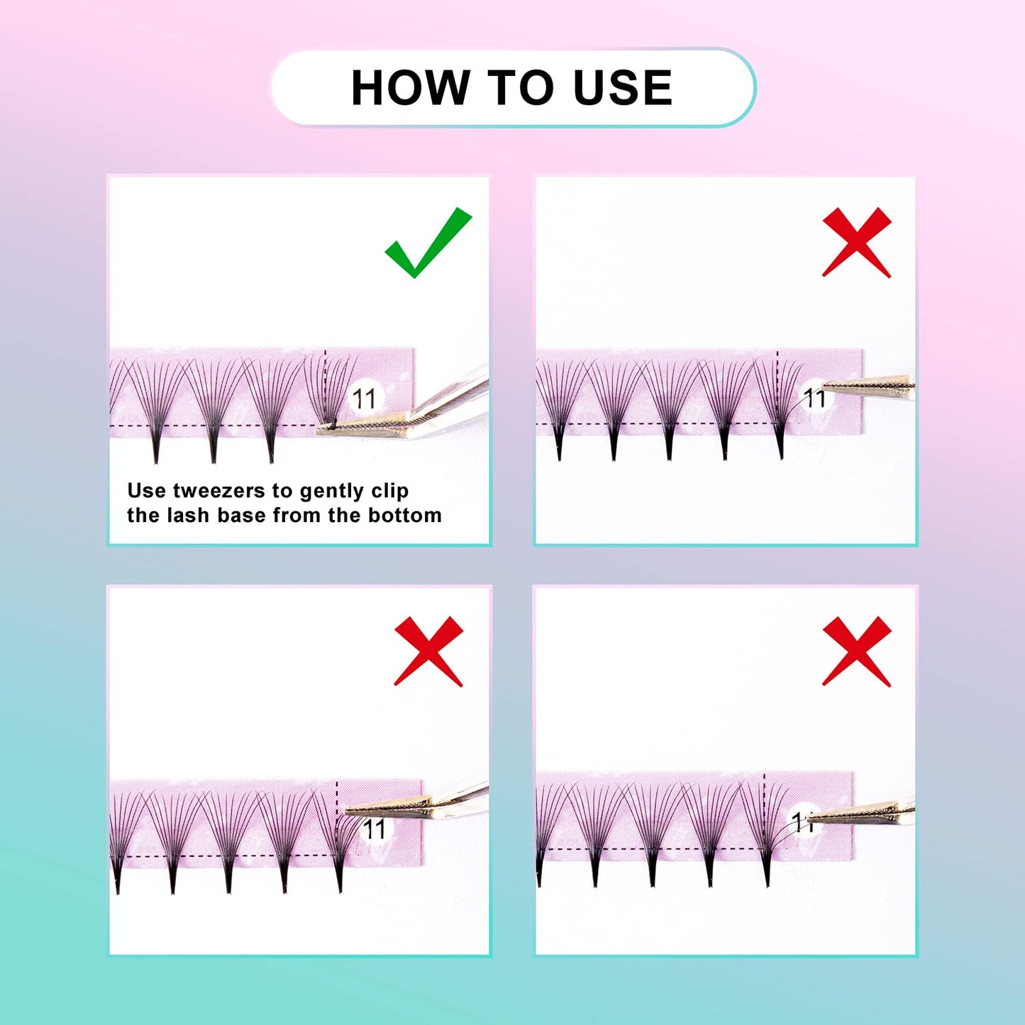 Eyelash Extensions 3D 4D 5D 6D 8D 9D 10D Thickness 0.07/0.1 C/D Curl Eyelashes Middle Stem & Long Stem Heat Bonded Premade Fans Russian Volume Lash Extensions Supplies (Middle Stem 10D-0.07-D-15mm)