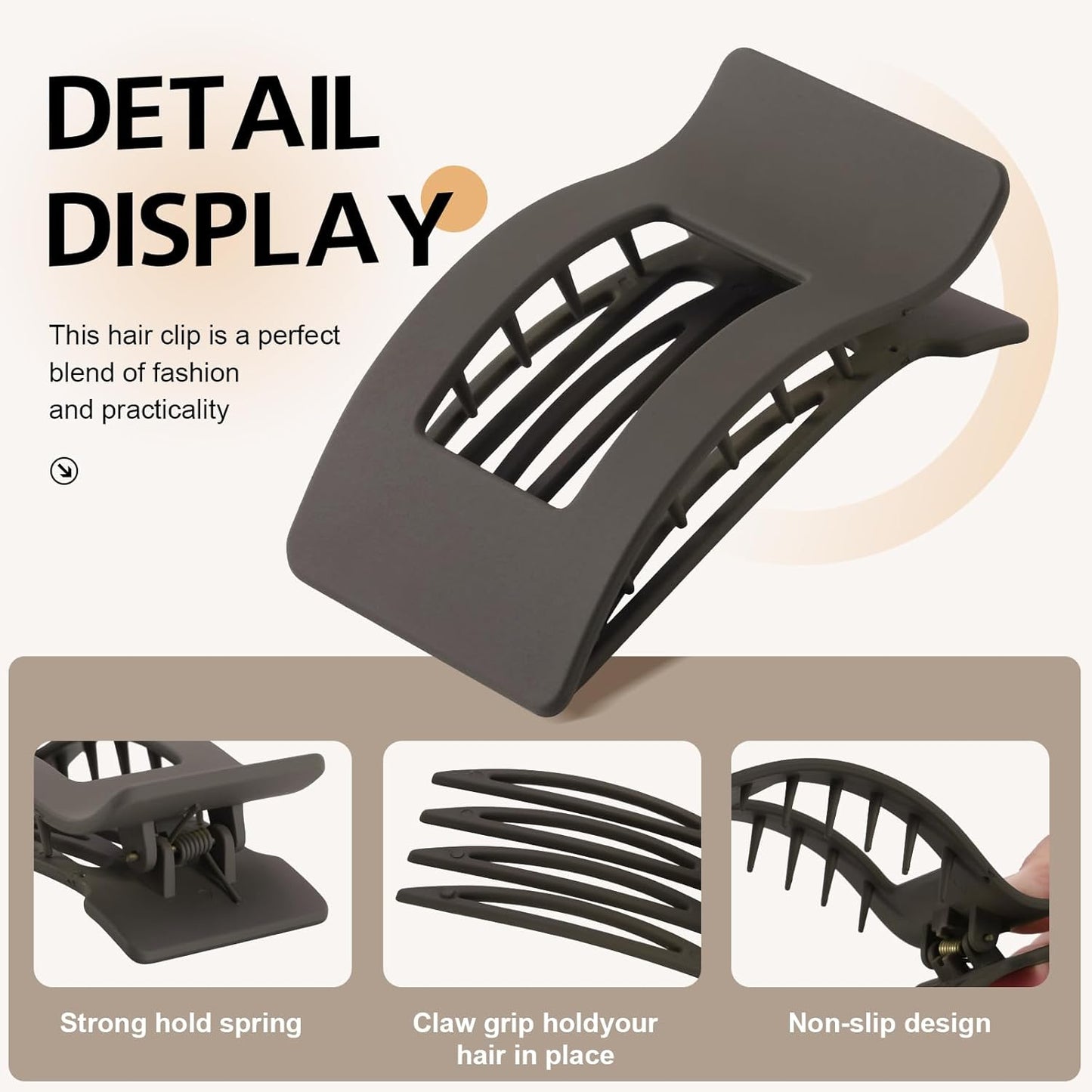 8 Pack French Flat Hair Clips for Women – Large Matte No-Slip Claw Barrettes for Thick & Thin Hair, Strong Hold Styling Accessories (Brown)