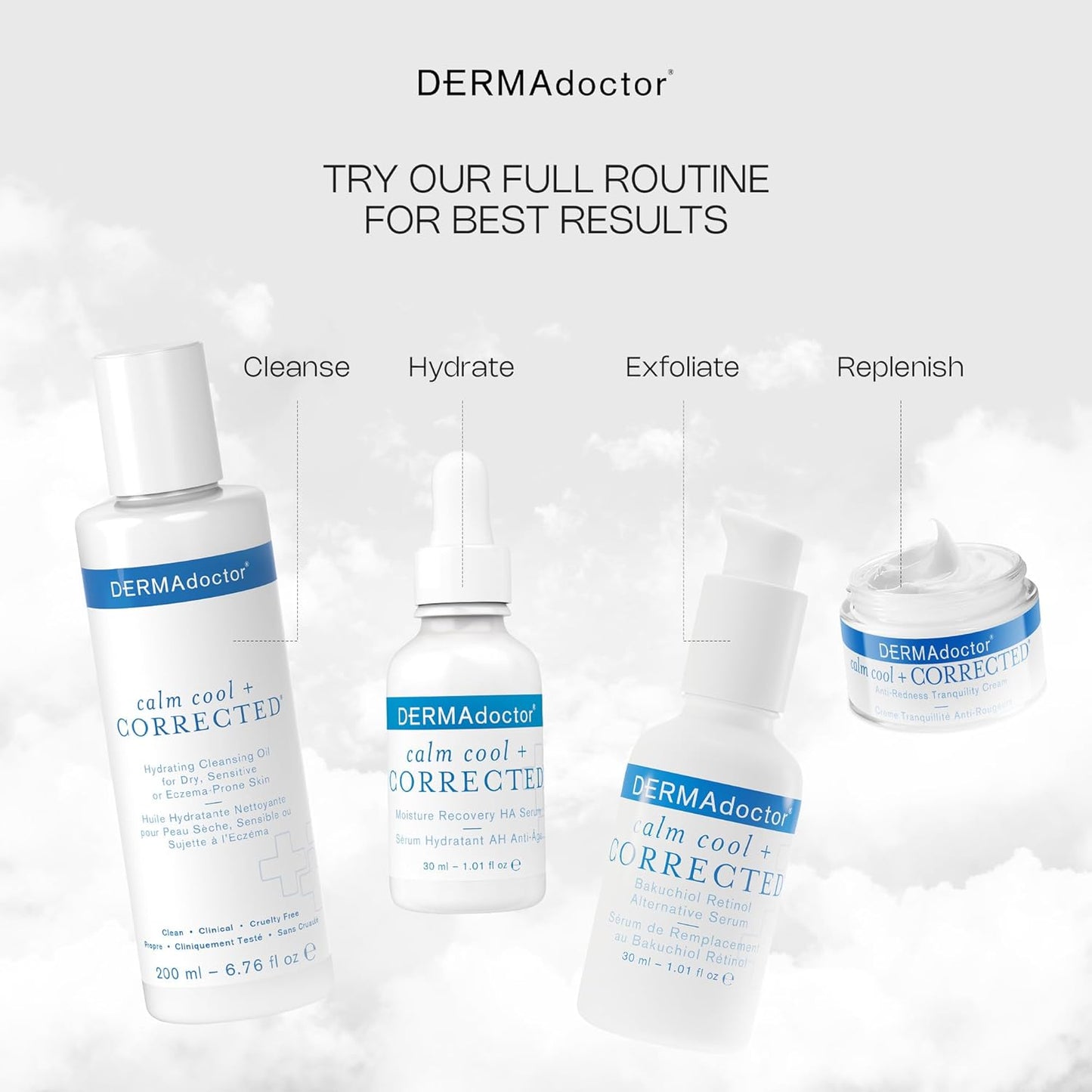 DERMAdoctor Calm Cool + Corrected Dermatologist Formulated Bakuchiol Retinol Alternative Serum for Sensitive Skin; Anti Aging Serum for Fine Lines, Wrinkles, Brightening and Pore Minimizing - 1.01 oz