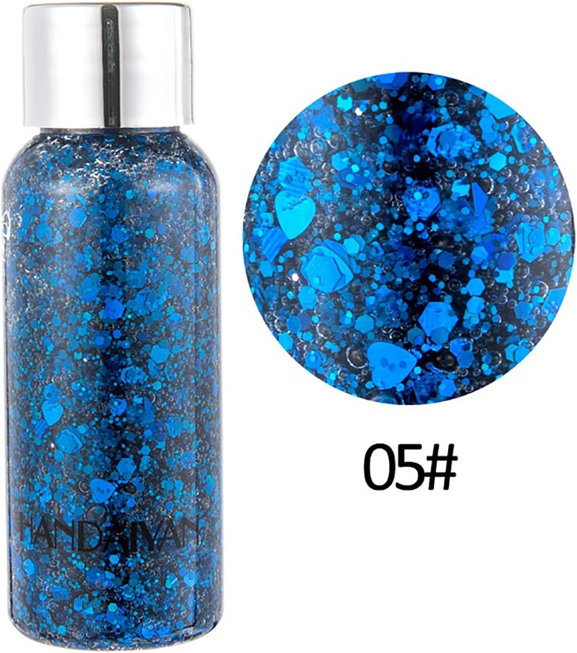 Mermaid Sequins Body Glitter Gel, Make Up Long Lasting Glitter for Body Face Hair Eyeshadow, Music Festival Party Carnival Long Lasting Face Glitter, No Glue Needed and Easy to Remove. (Blue)