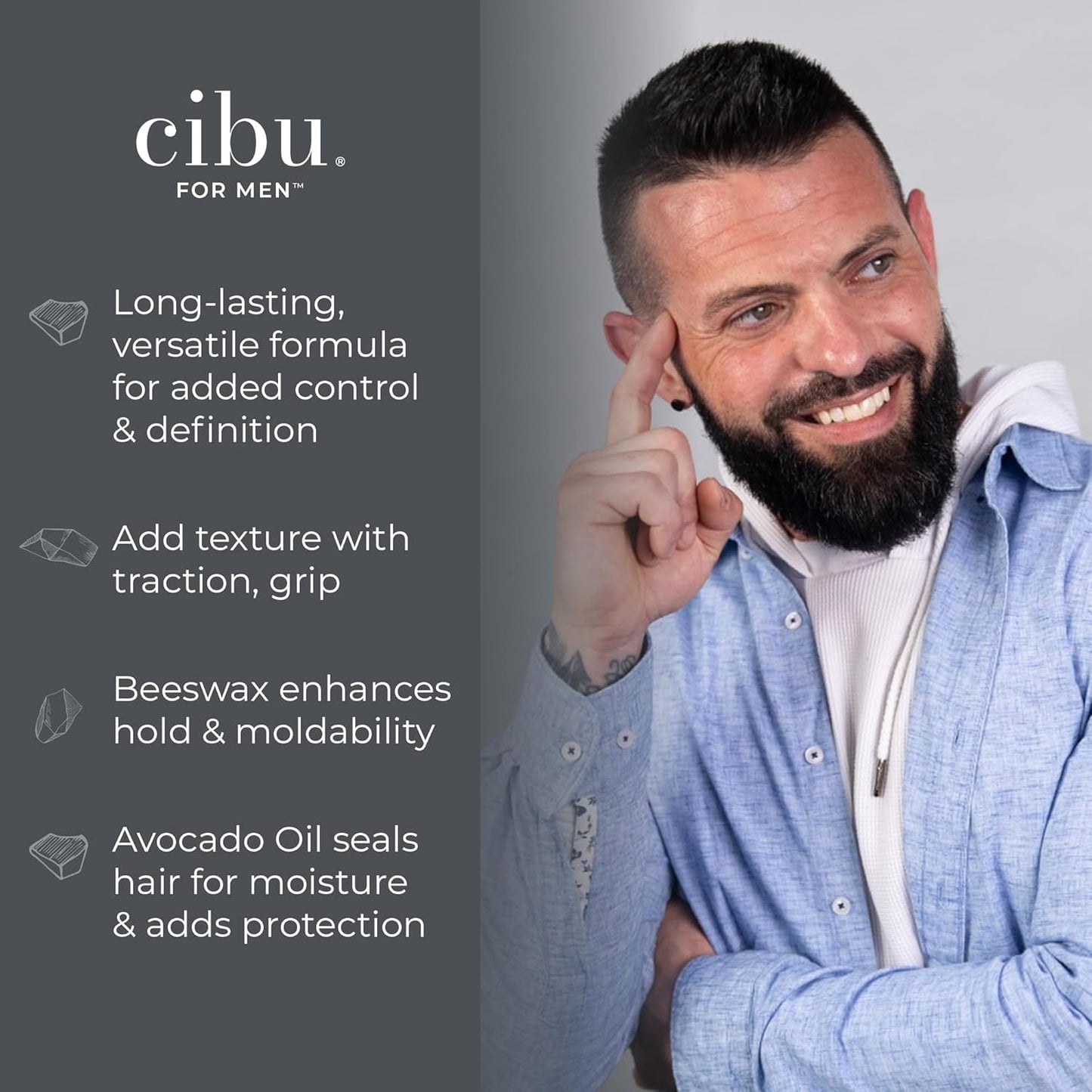 CIBU For Men Texture Paste Pomade 4 oz - Strong Hold Pomade For Men for Long Lasting Hold Texture, and Definition - Ideal for Messy, Sleek, and Casual Hair Styles