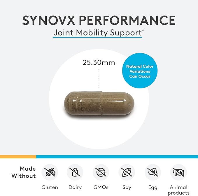 XYMOGEN SynovX Performance - Stay Active with Joint Mobility & Cytokine Balance Support - Joint Supplements for Women, Men and Athletes with High Molecular Weight Hyaluronic Acid (60 Capsules)