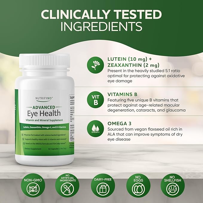 Advanced Eye Health Vitamin and Mineral Omega-3, and 60 Capsules
