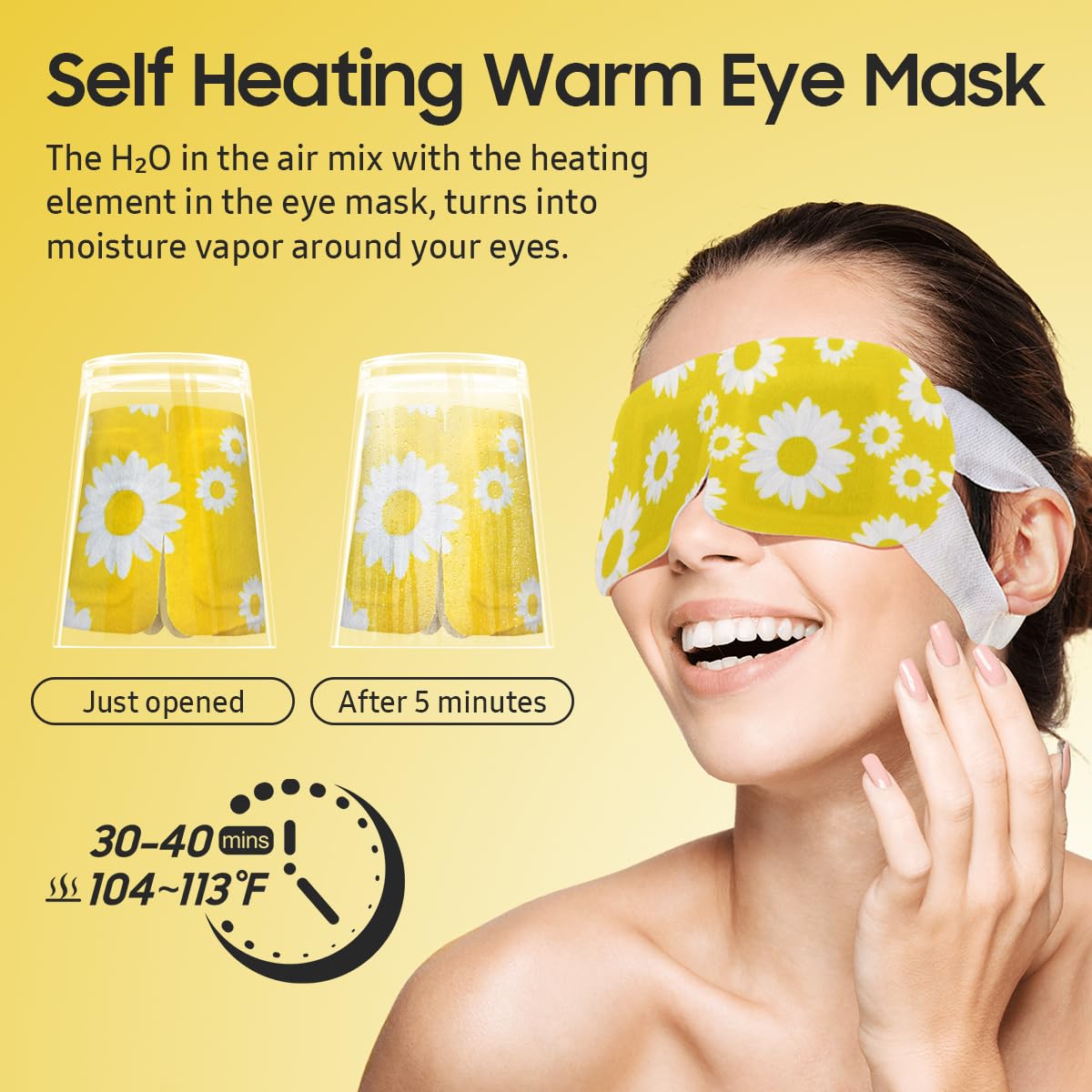 30Packs Steam Eye Mask, Heated Eye Mask Warm Compress for Eyes, Self Heating Warm Eye Masks Disposable Steam Mask for Home Sleep, Spa, Travel Essentials & Relaxation Gifts (Chamomile)