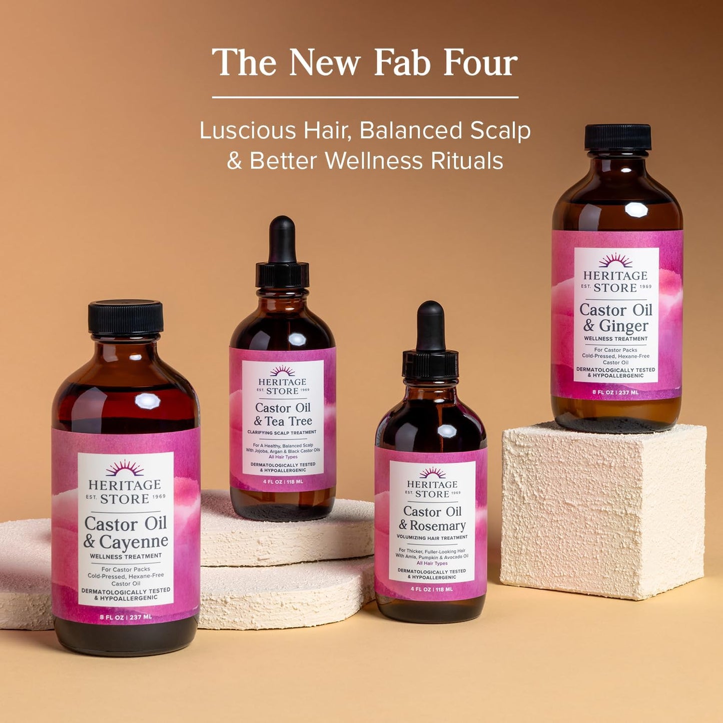 HERITAGE STORE Castor Oil & Ginger - Cold Pressed Organic Castor Oil Pack Wrap - Heat Compress for Abdomen, Joints, Overall Wellness with Calming Ginger - Hypoallergenic, Vegan, 60-Day Guarantee, 8oz