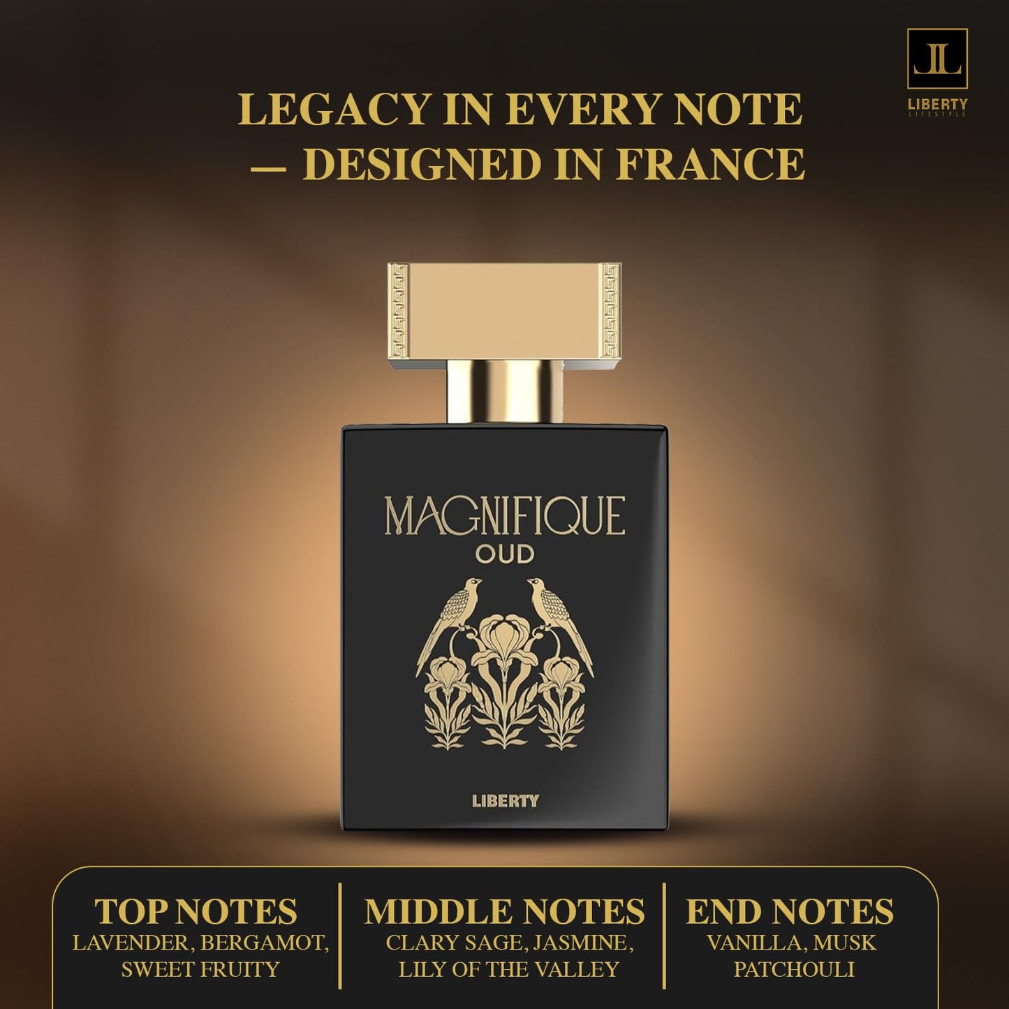 Liberty Oud Eau de Parfum for Men, 3.4 Oz,Magnifique Anniversary Edition, Luxury Oud Perfume, Premium Gift for Men, All-Day Freshness, Perfume for men, arabian,perfumes arabes para hombres