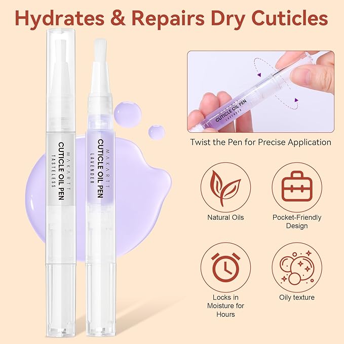 Makartt Cuticle Remover Kit, Nail Care Kit with Cuticle Oil Pen, Cuticle Trimmer, Nail File & 120ml Cuticle Remover Liquid, Nail Manicure Kit for Cuticle Softener & Moisturize