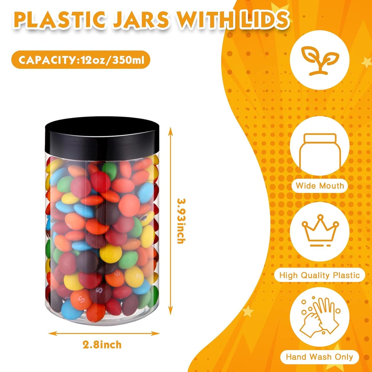 Patelai 4 Pieces Round Wide-mouth Leak Proof Plastic Container Jars with Lids for Travel Storage Makeup Beauty Products Face Creams Oils Salves Ointments DIY Making(12 Ounce,Black)