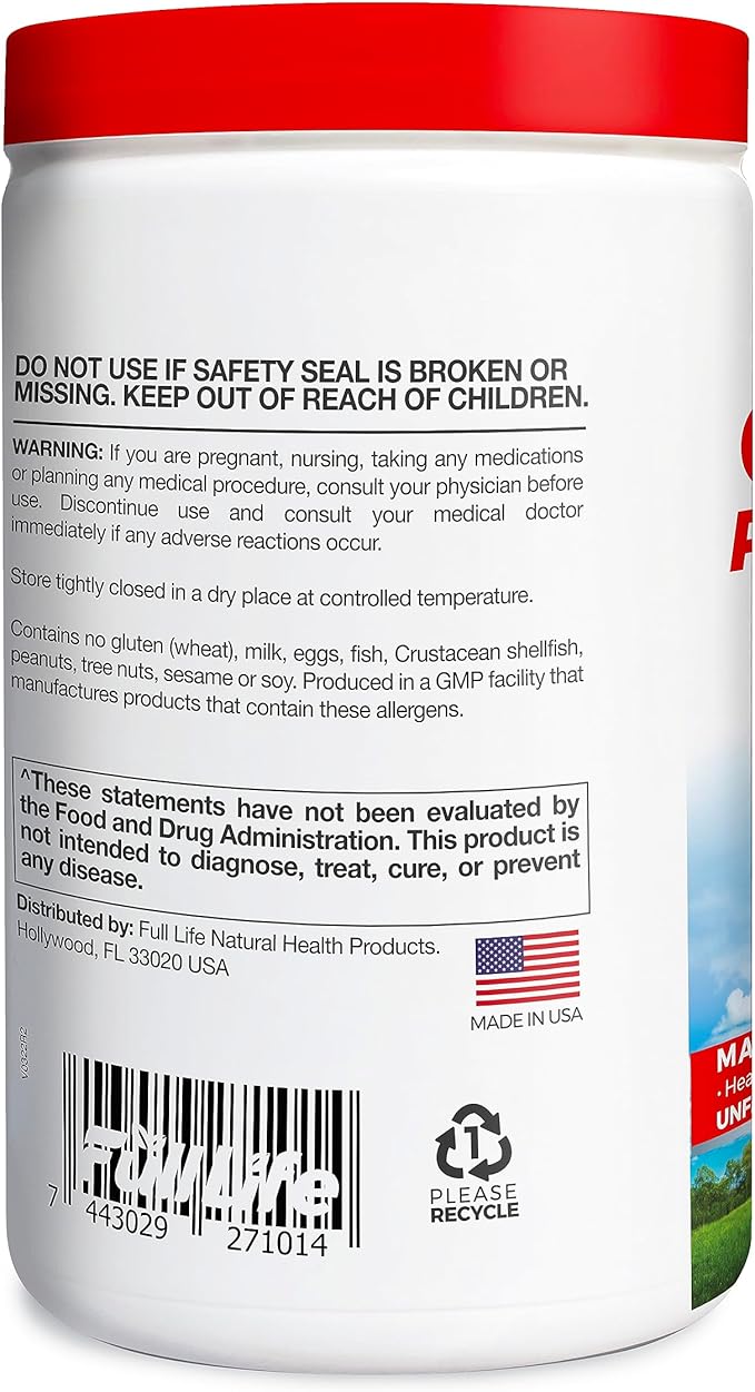 Full Life Collagen Peptides Powder - Bovine Collagen Supplement with Hyaluronic Acid - Hydrolyzed Collagen Powder for Women and Men - Kosher, Gluten-Free - 300g